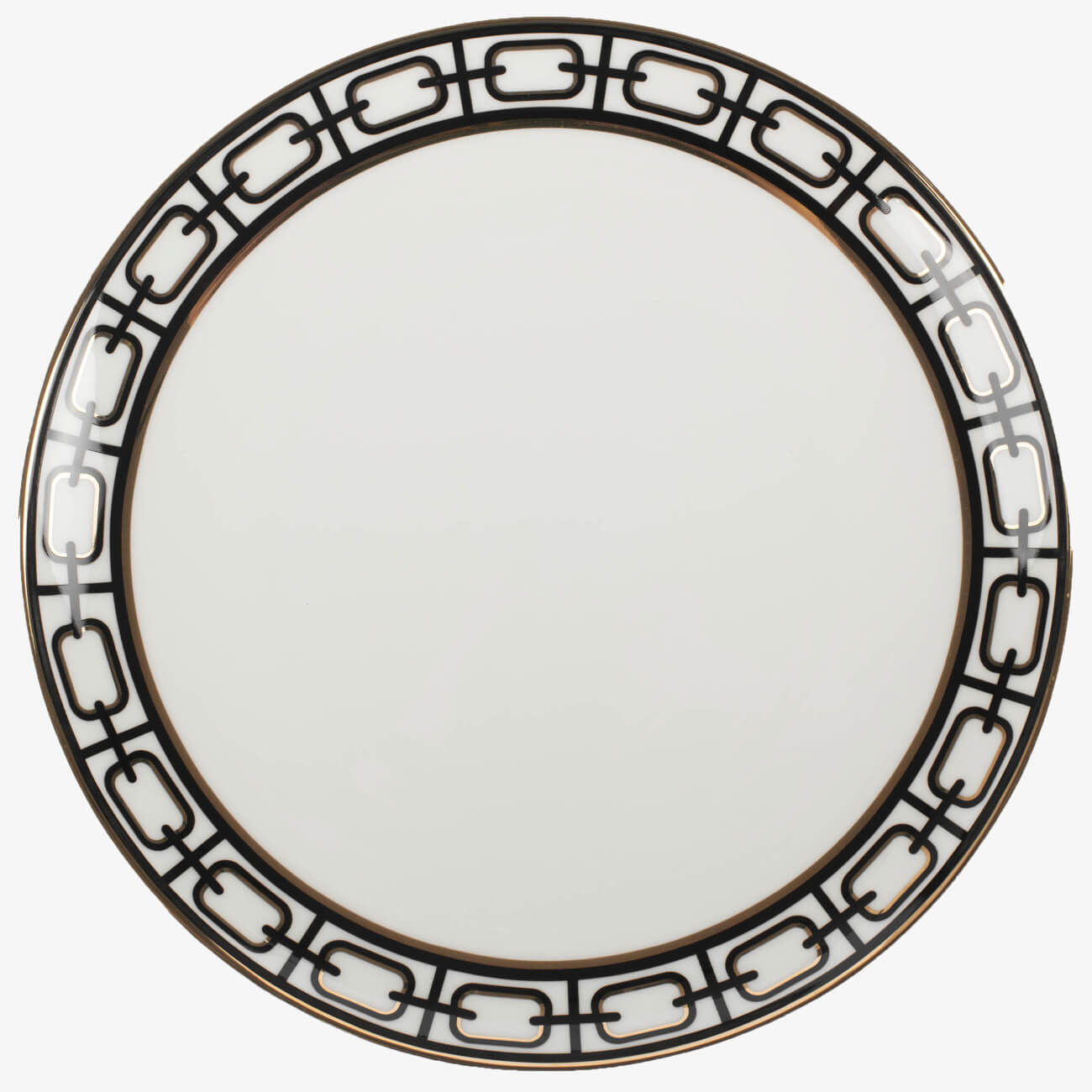 Dining plate, 27 cm, porcelain F, white, with golden edging, Geometry, Rodos изображение № 1