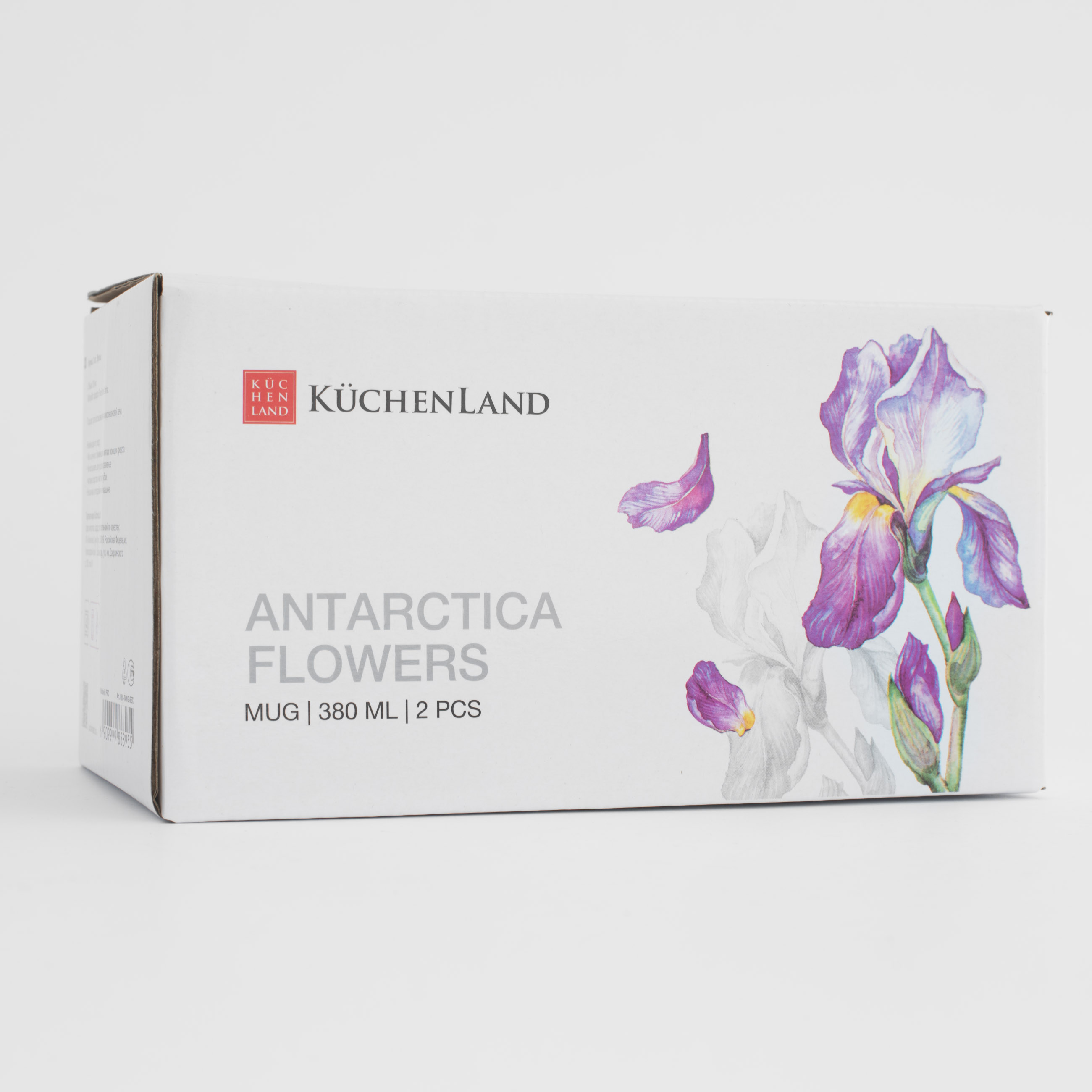 Mug, 380 ml, 2 pcs, porcelain F, white, with silver edging, Irises, Antarctica Flowers изображение № 6