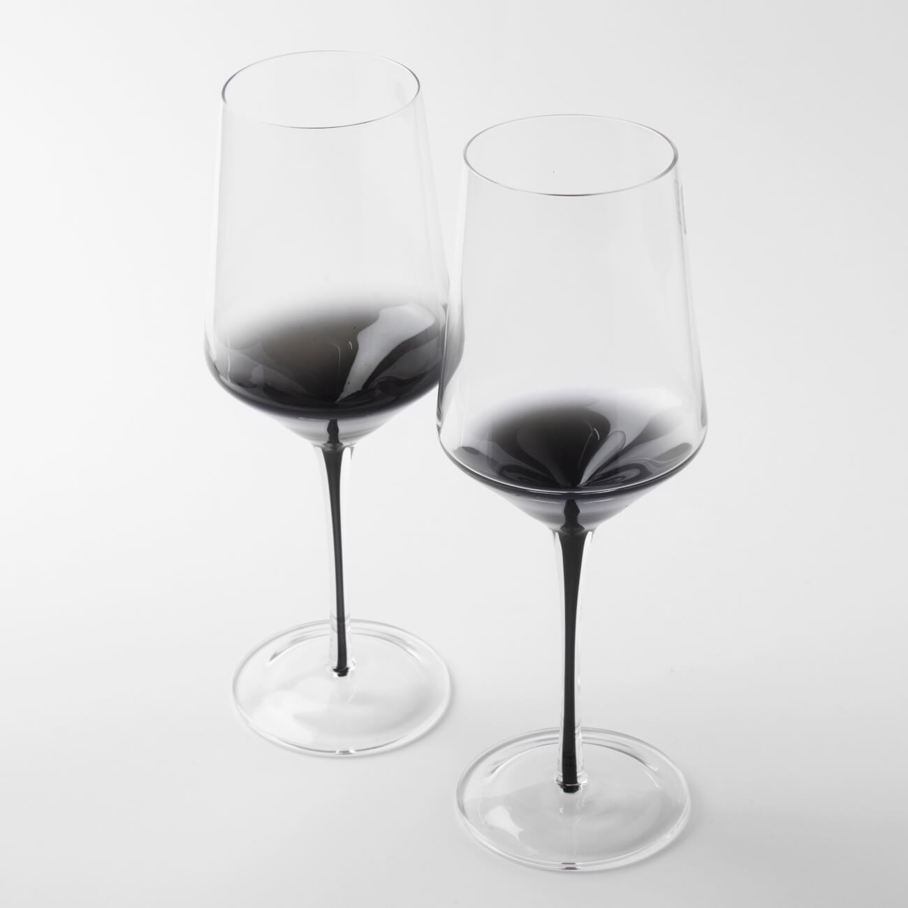 Wine glass, 460 ml, 2 pcs, Glass, Gray gradient, Black leg, Stone изображение № 2