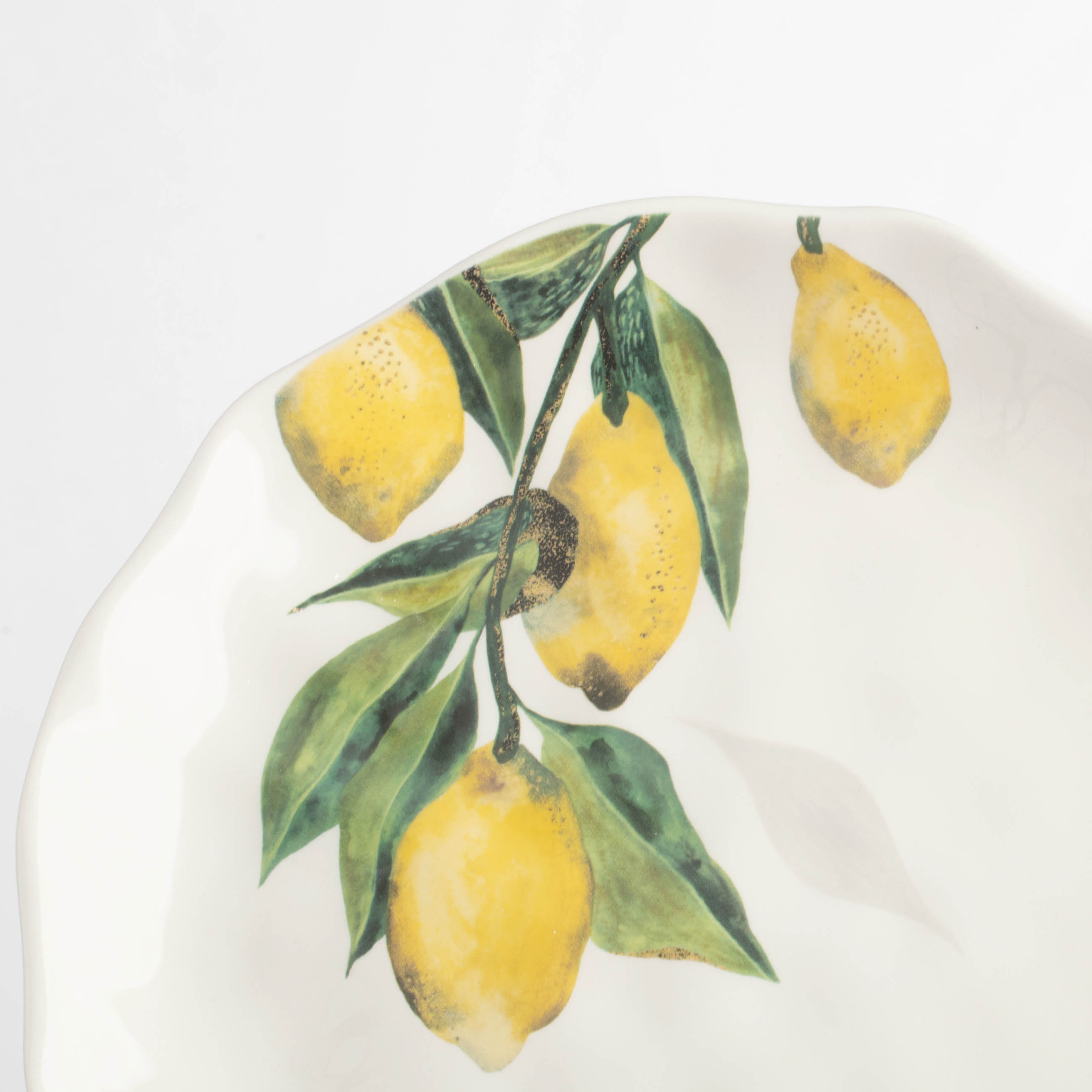 Snack plate, 23 cm, ceramic, white, Lemons on a branch, Sicily in bloom изображение № 5