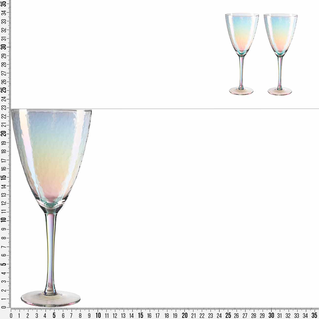 Wine glass, 400 ml, 2 pcs, glass, mother of pearl, Ripply polar изображение № 7
