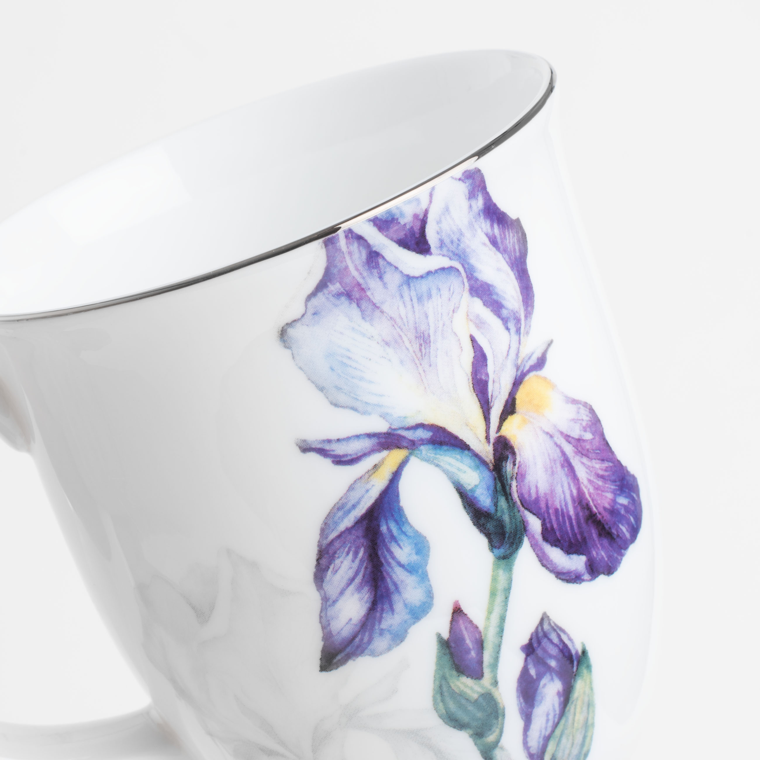 Mug, 350 ml, 4 pcs, porcelain F, with silver edging, Irises, Antarctica Flowers изображение № 5