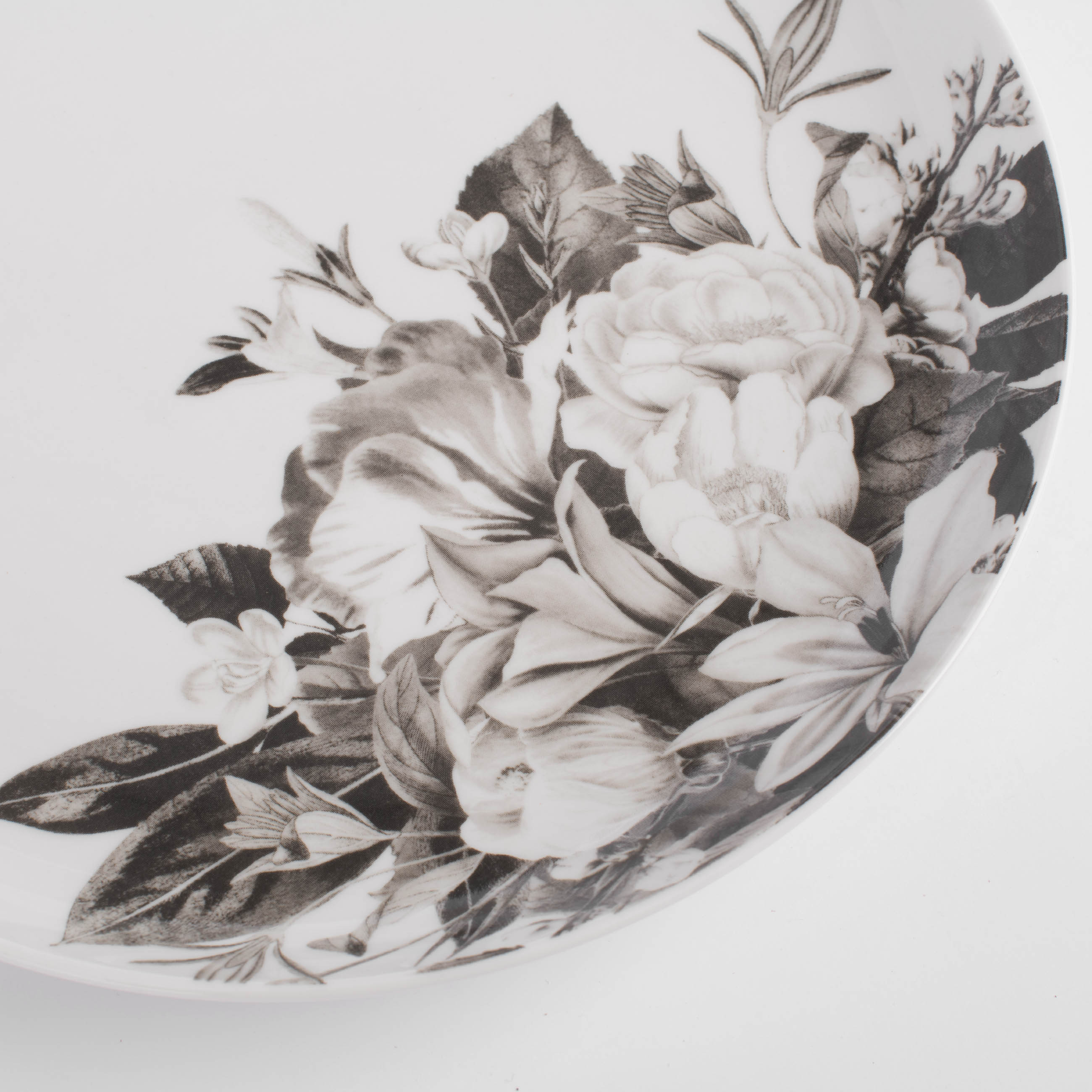 Dinner plate, 27 cm, porcelain N, white, Black and white flowers, Magnolia изображение № 3