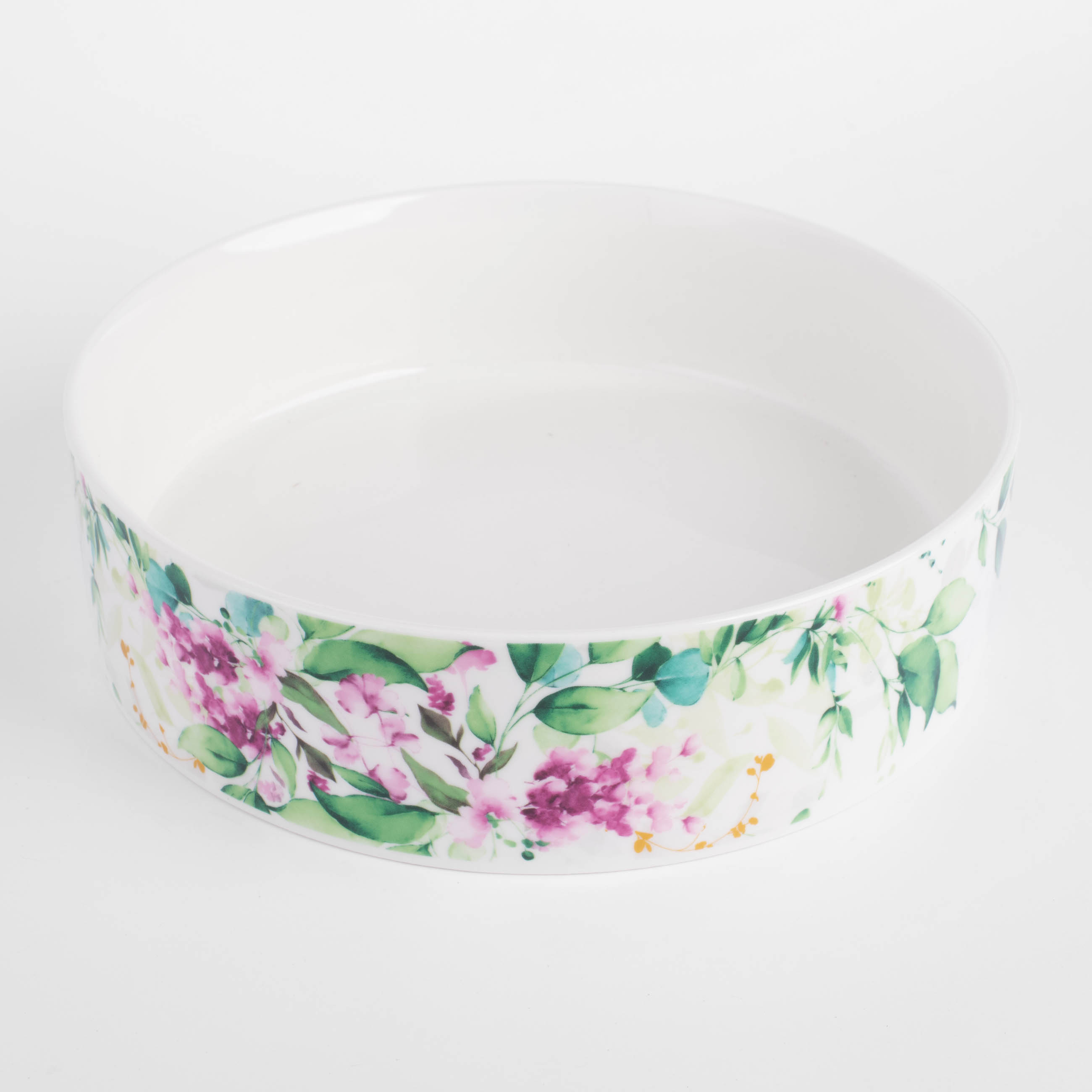 Dish, 23x6 cm, with sides, porcelain N, white, Watercolor flowers, Senetti изображение № 3
