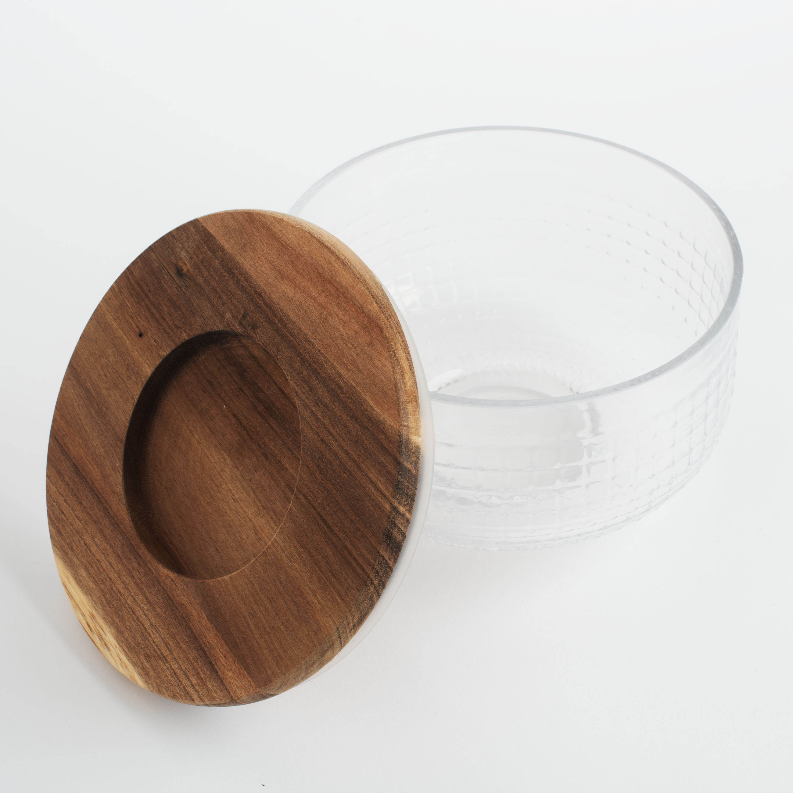 Salad bowl, 15x9 cm, 800 ml, on a leg, with a lid-stand, glass R / wood, Zero изображение № 3