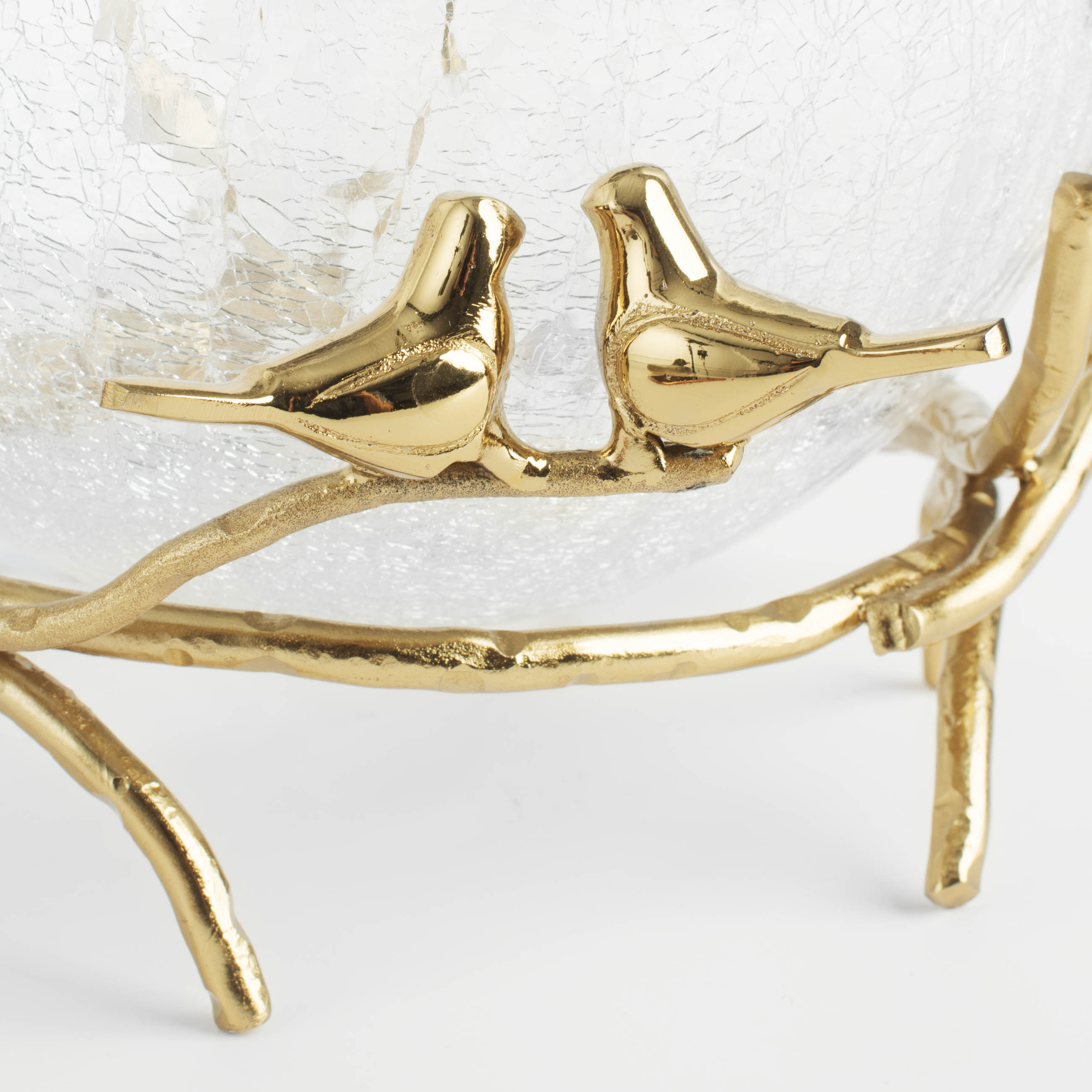 Deep dish, 21x9 cm, on a stand, glass / metal, golden, Birds, Fantastic gold изображение № 2