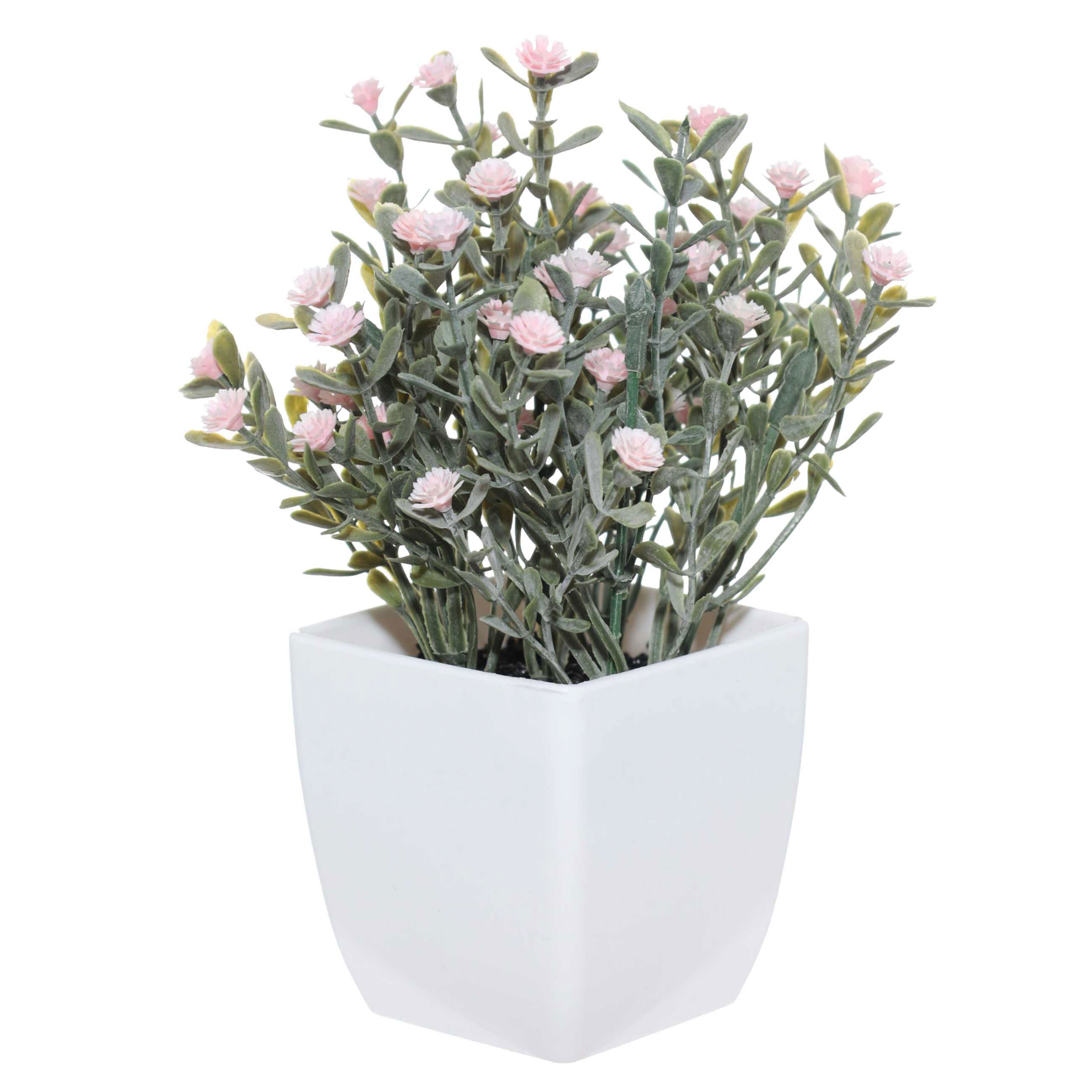 Artificial plant, 17 cm, potted, plastic / metal, Pink flowers, Pot garden изображение № 2