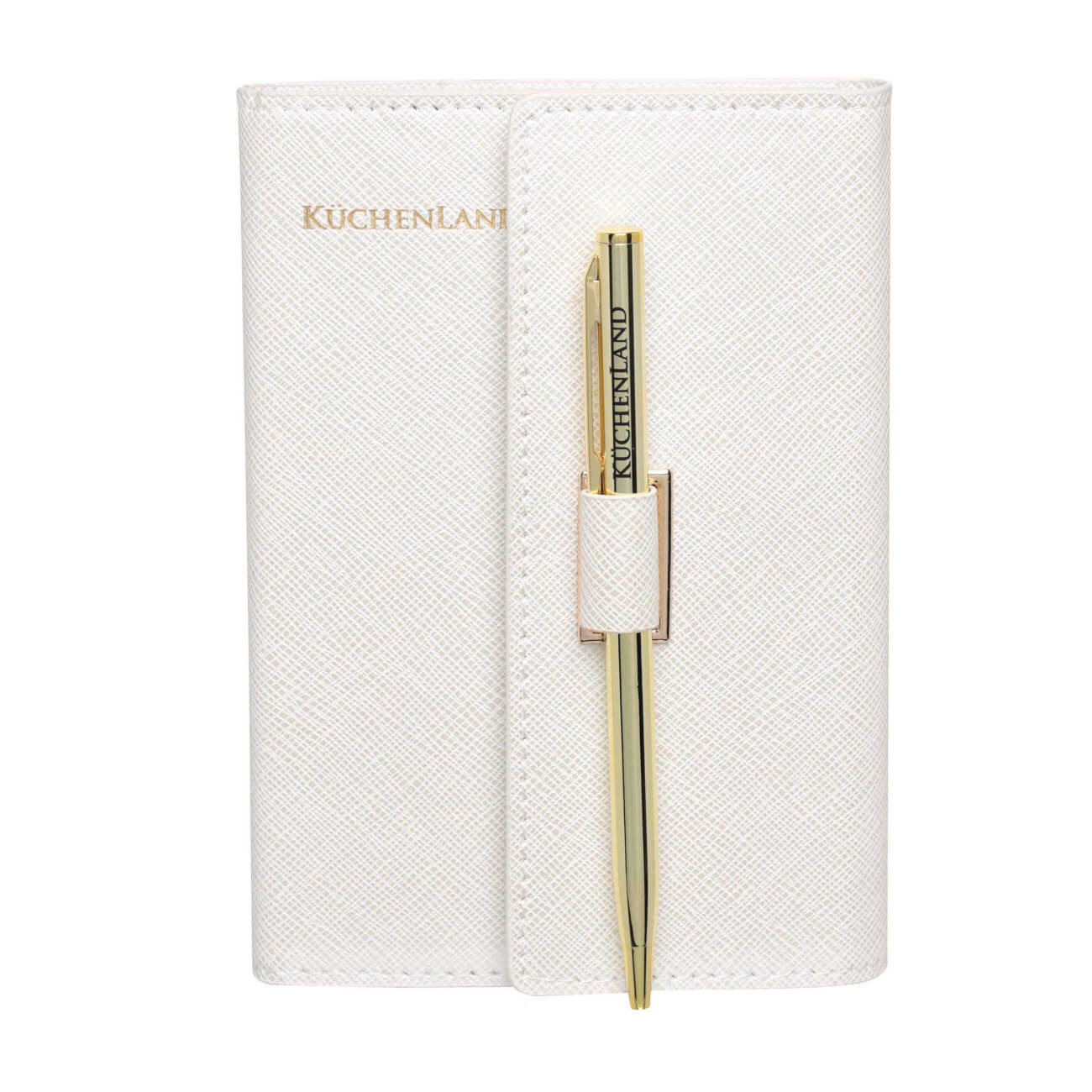 Notepad for notes, with a pen, 80 l, with a clasp, 9x14 cm, polyurethane, beige, B&amp;G изображение № 1