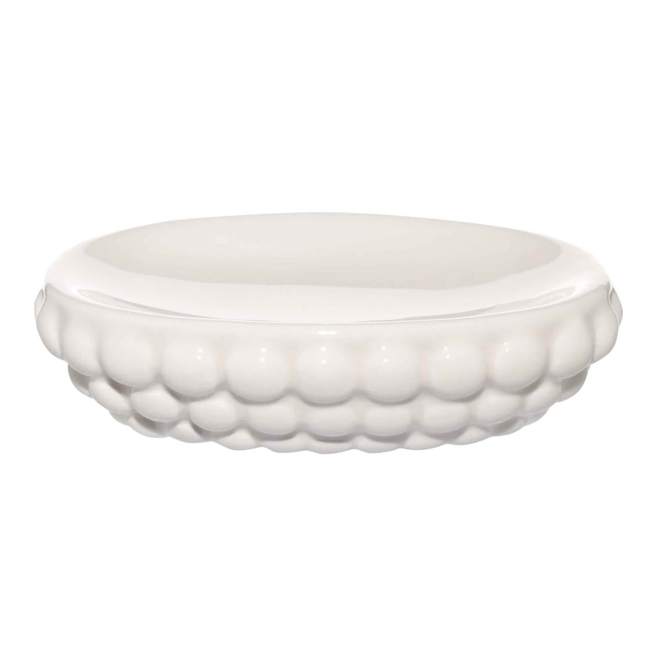 Soap dish, 13x10 cm, ceramic, oval, milk, Bubbles, Bubbly изображение № 1