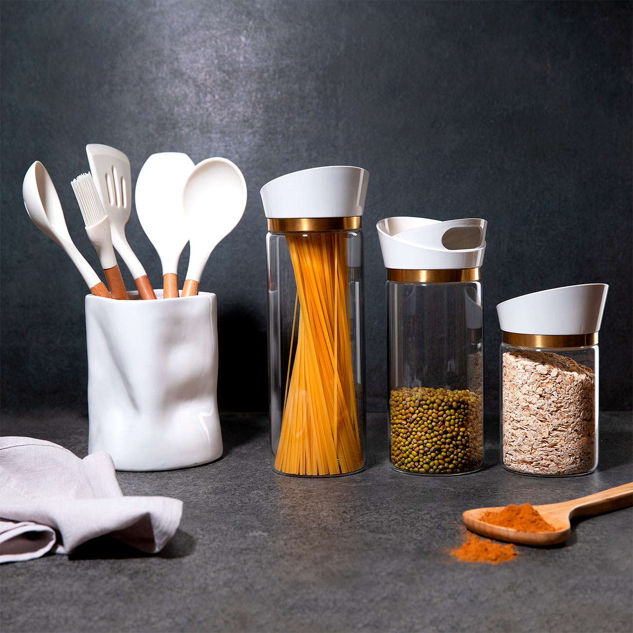 Kitchen accessories stand, 15 cm, ceramic, white, Crush изображение № 3