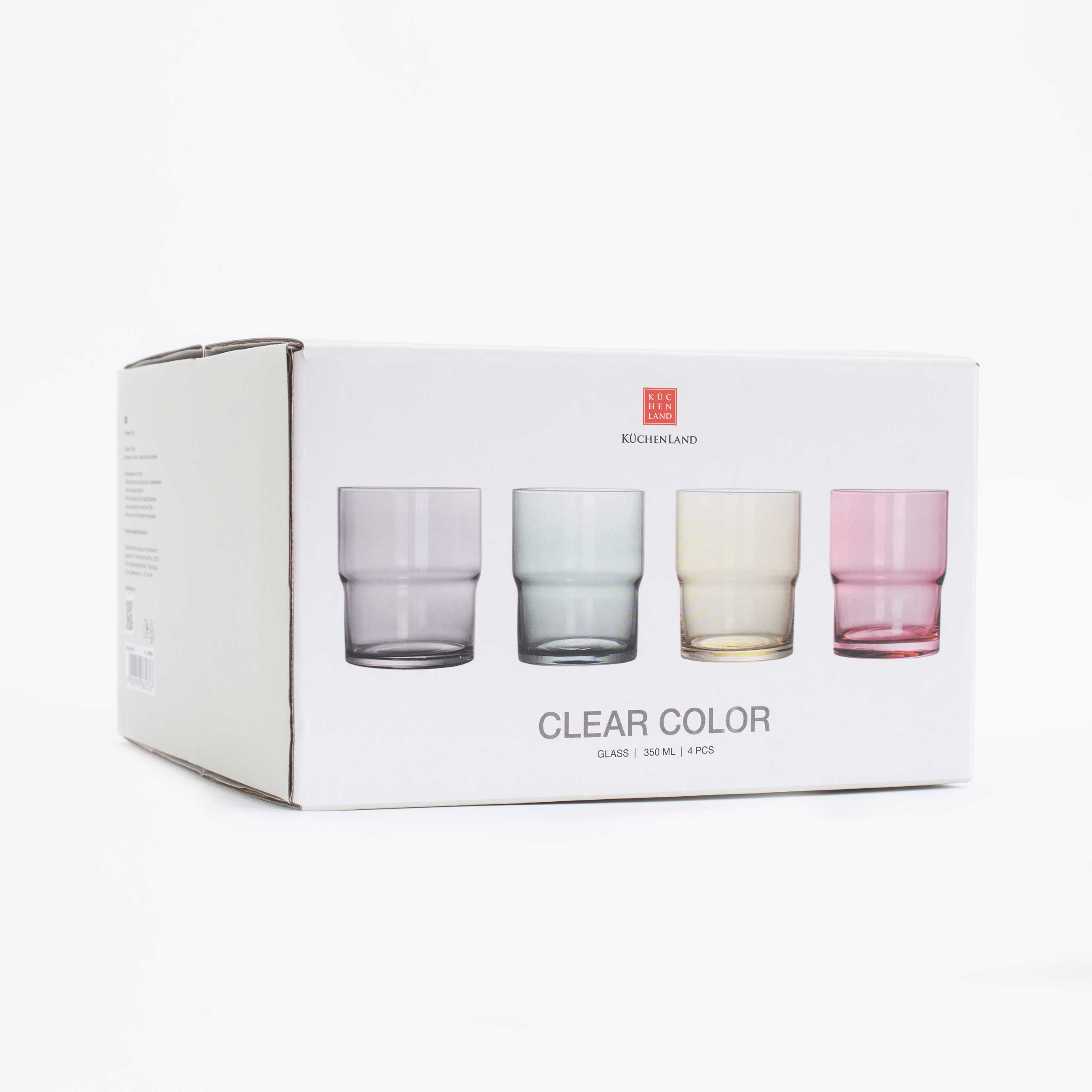 Glass, 350 ml, 4 pcs, glass, color mix, Clear color изображение № 9