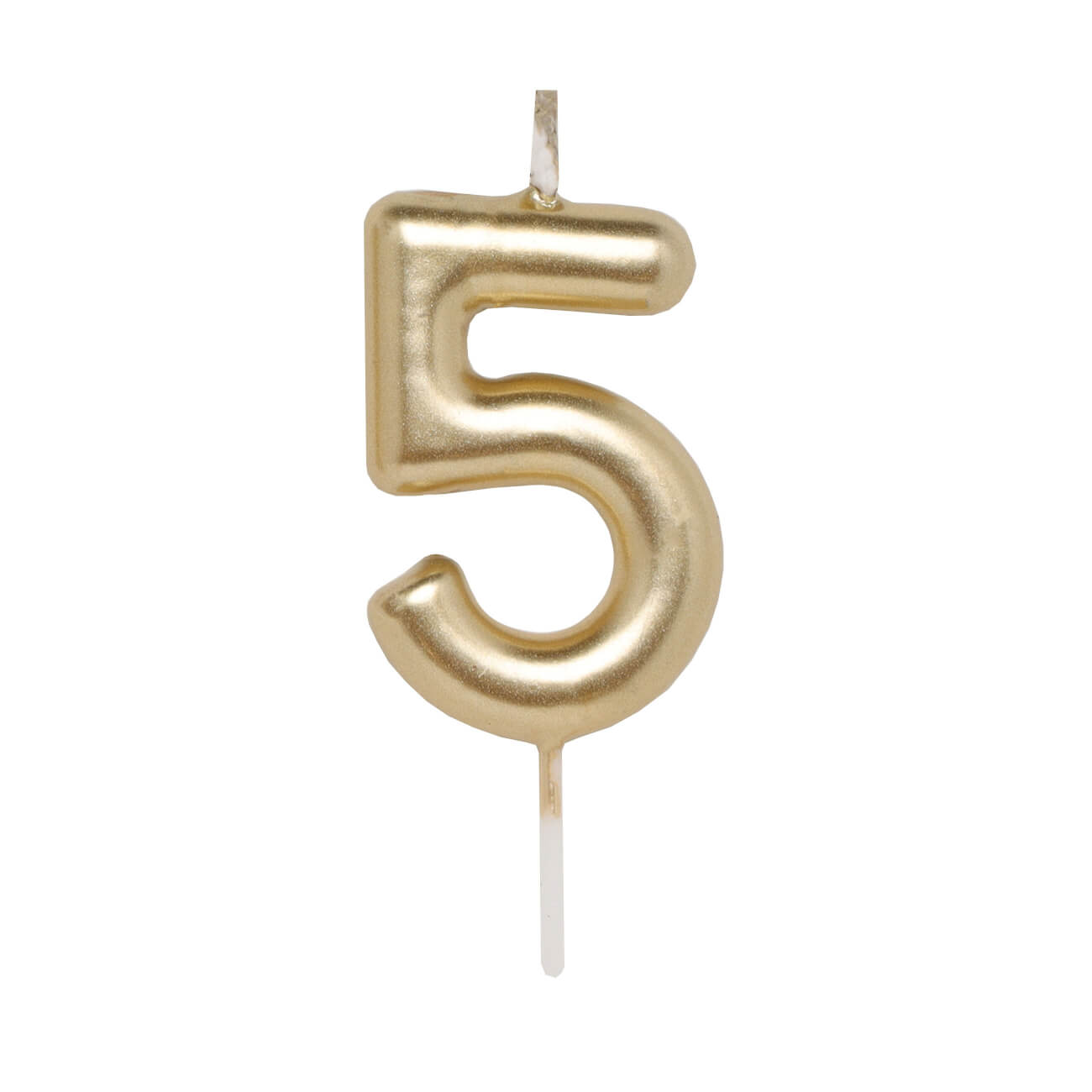 Cake candle, 8 cm, golden, Number 5, Birthday party изображение № 1