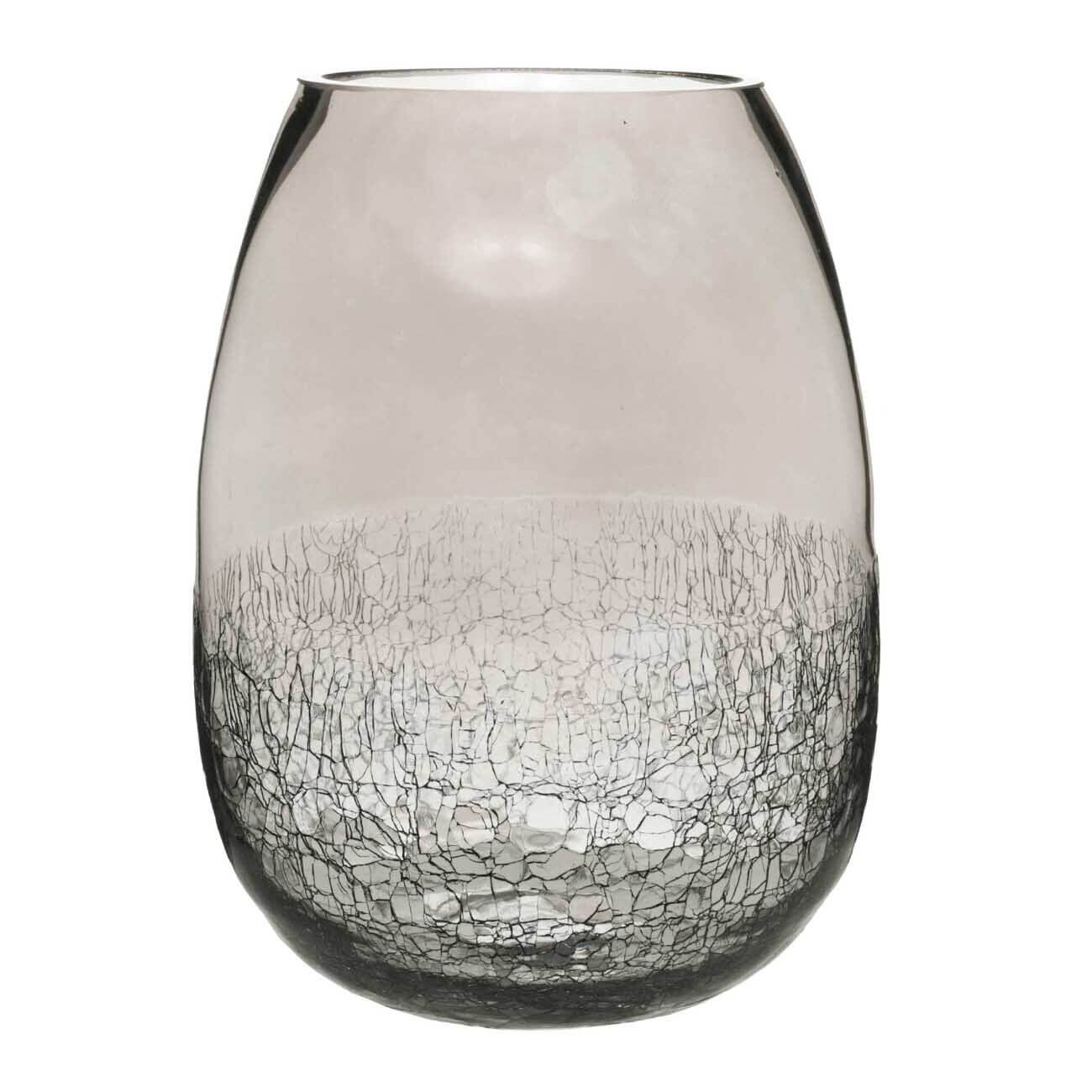 Flower vase, 25 cm, glass, grey, Craquelure, Ice изображение № 1