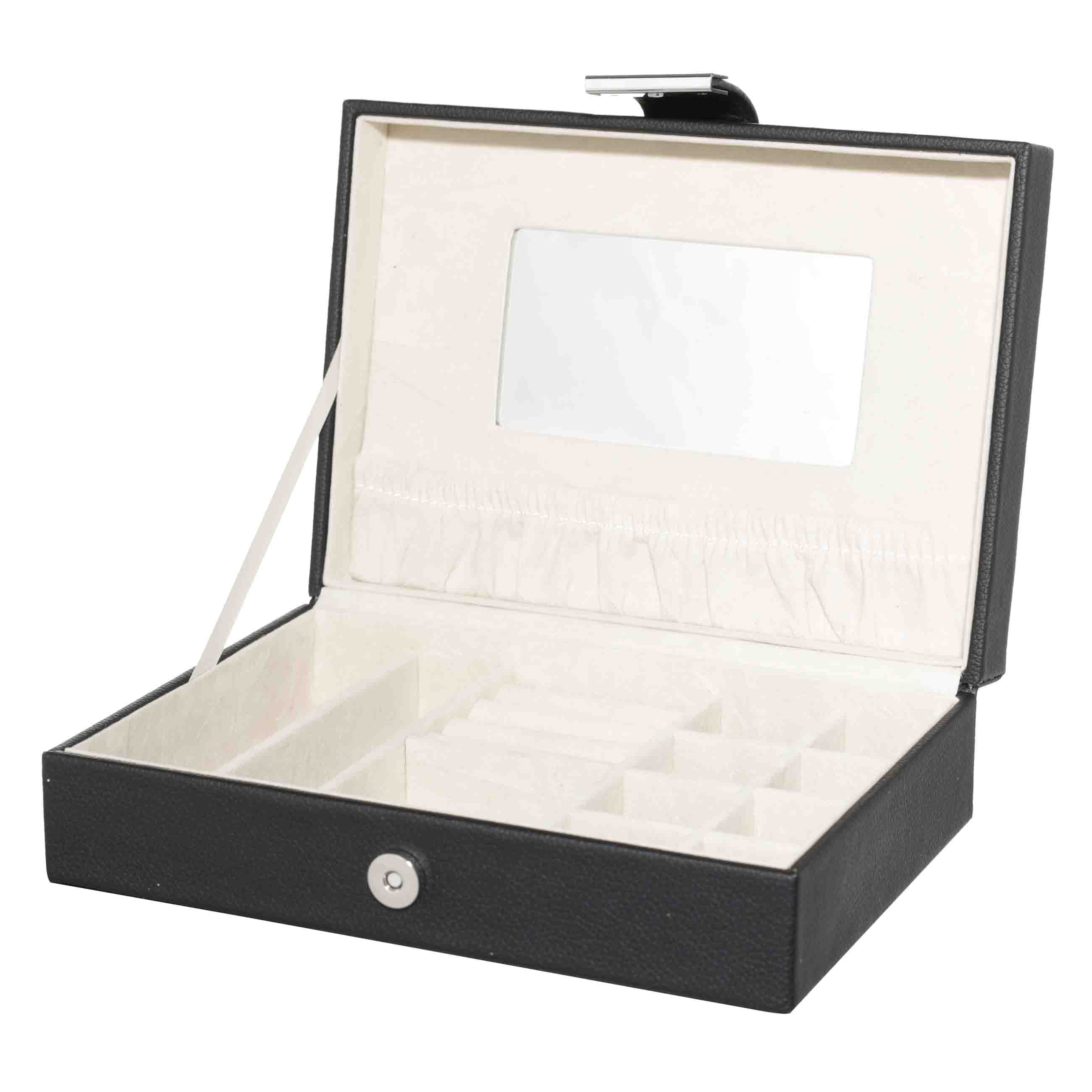 Jewelry box, 20x15 cm, with mirror, wood/PU leather, black изображение № 2