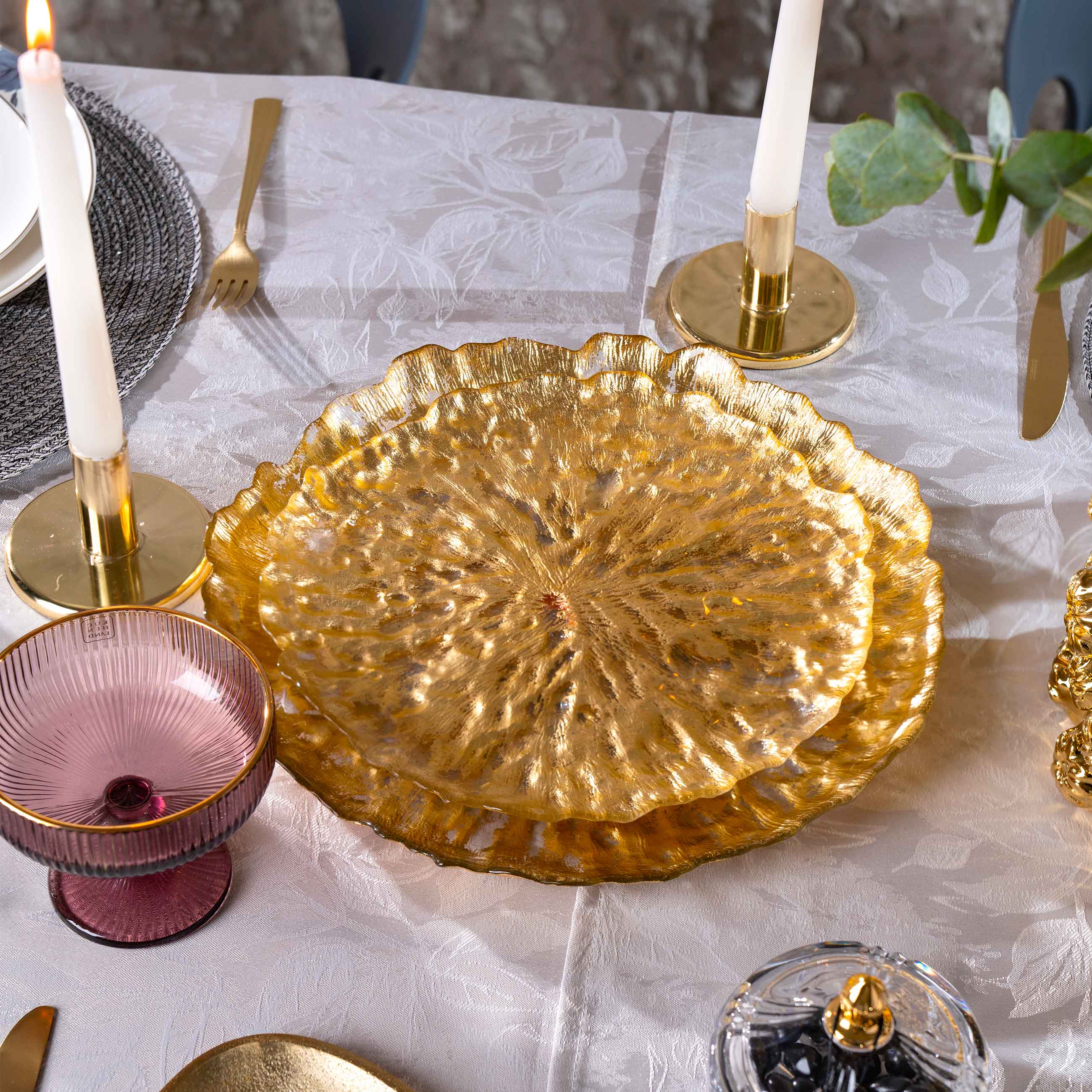Dining plate, 27 cm, glass R, golden, Sleit изображение № 5