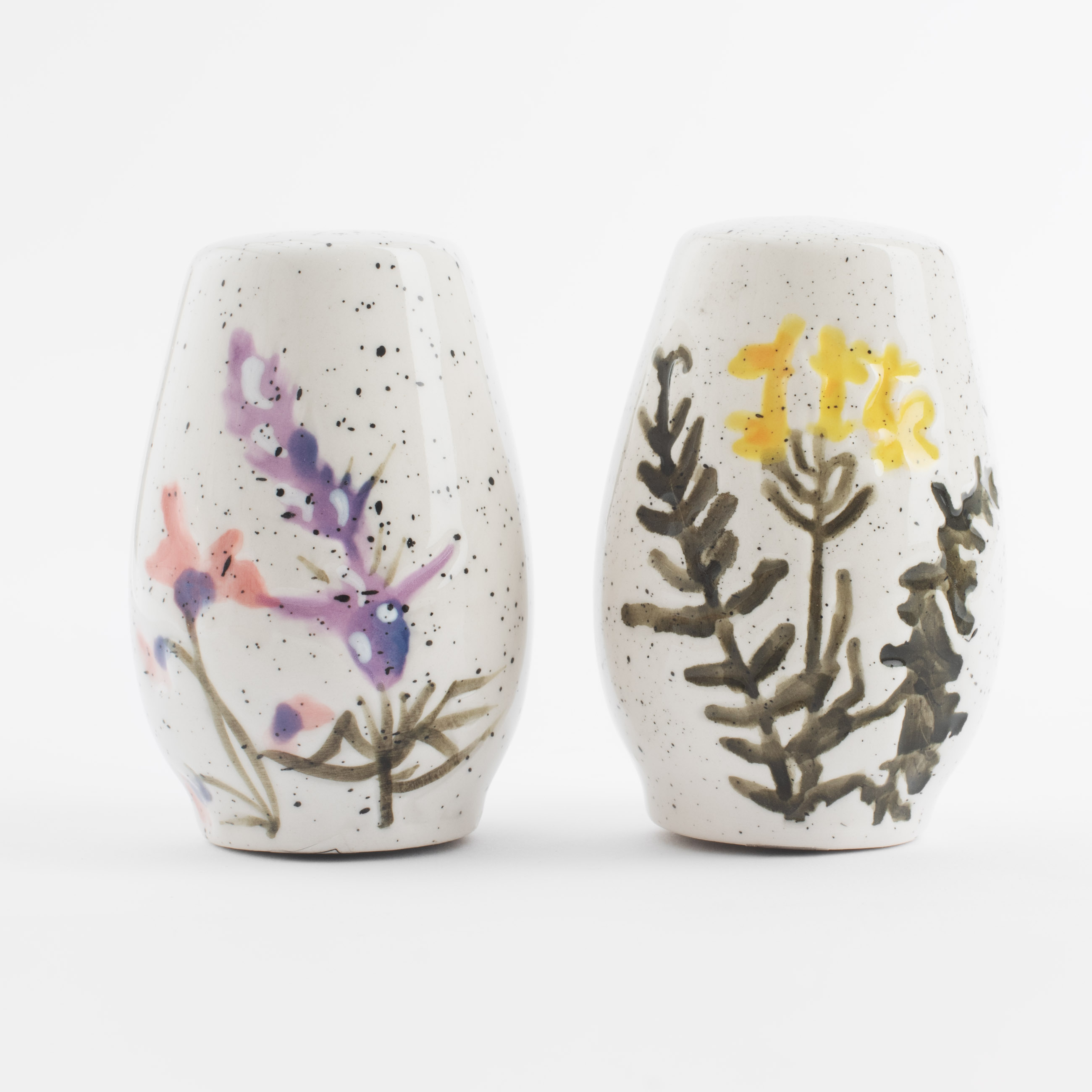 Salt and pepper set, 7 cm, ceramic, milky, speckled, Wildflowers, Meadow speckled изображение № 2