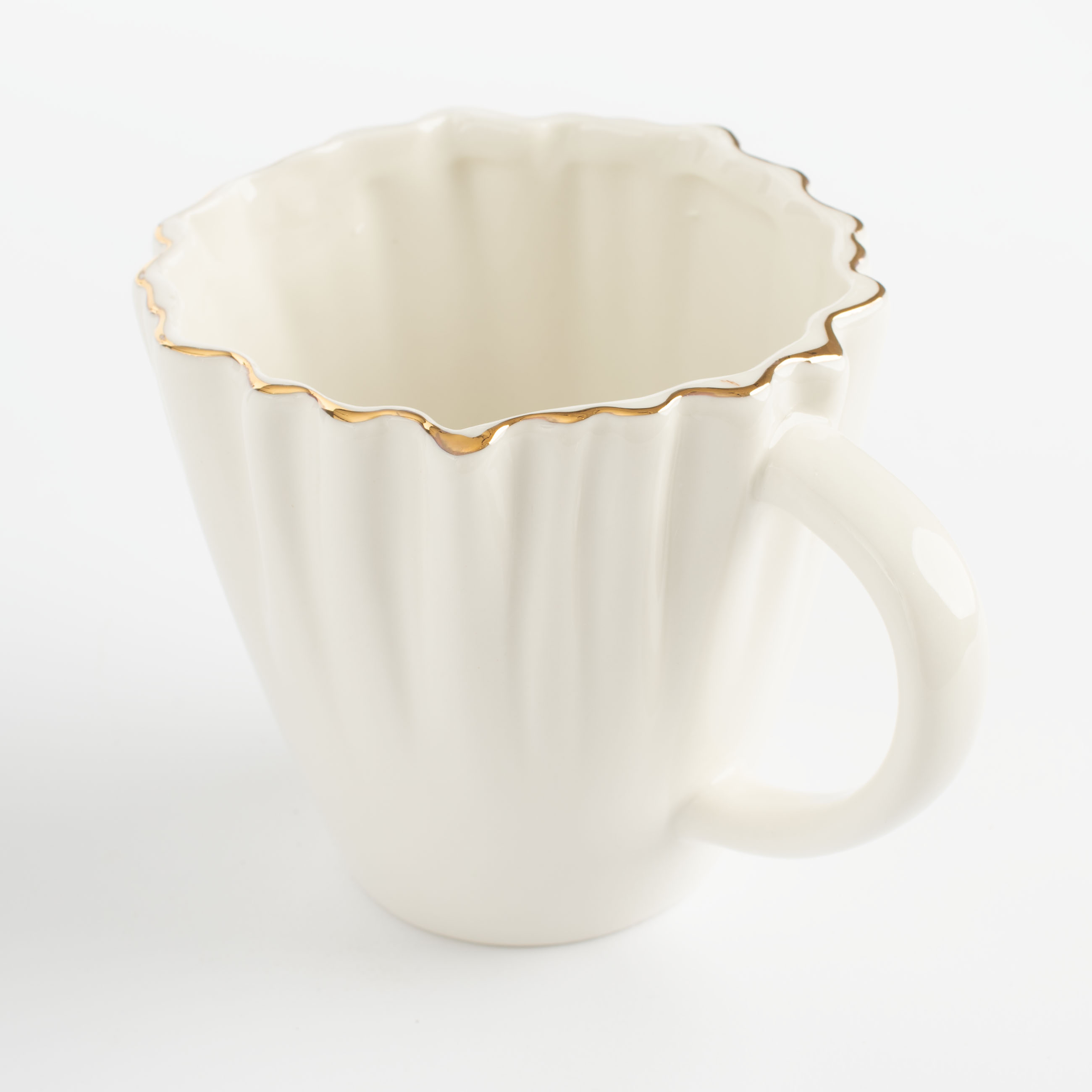 Mug, 400 ml, porcelain R, with golden edging, Crumpled effect, Crumple gold изображение № 3