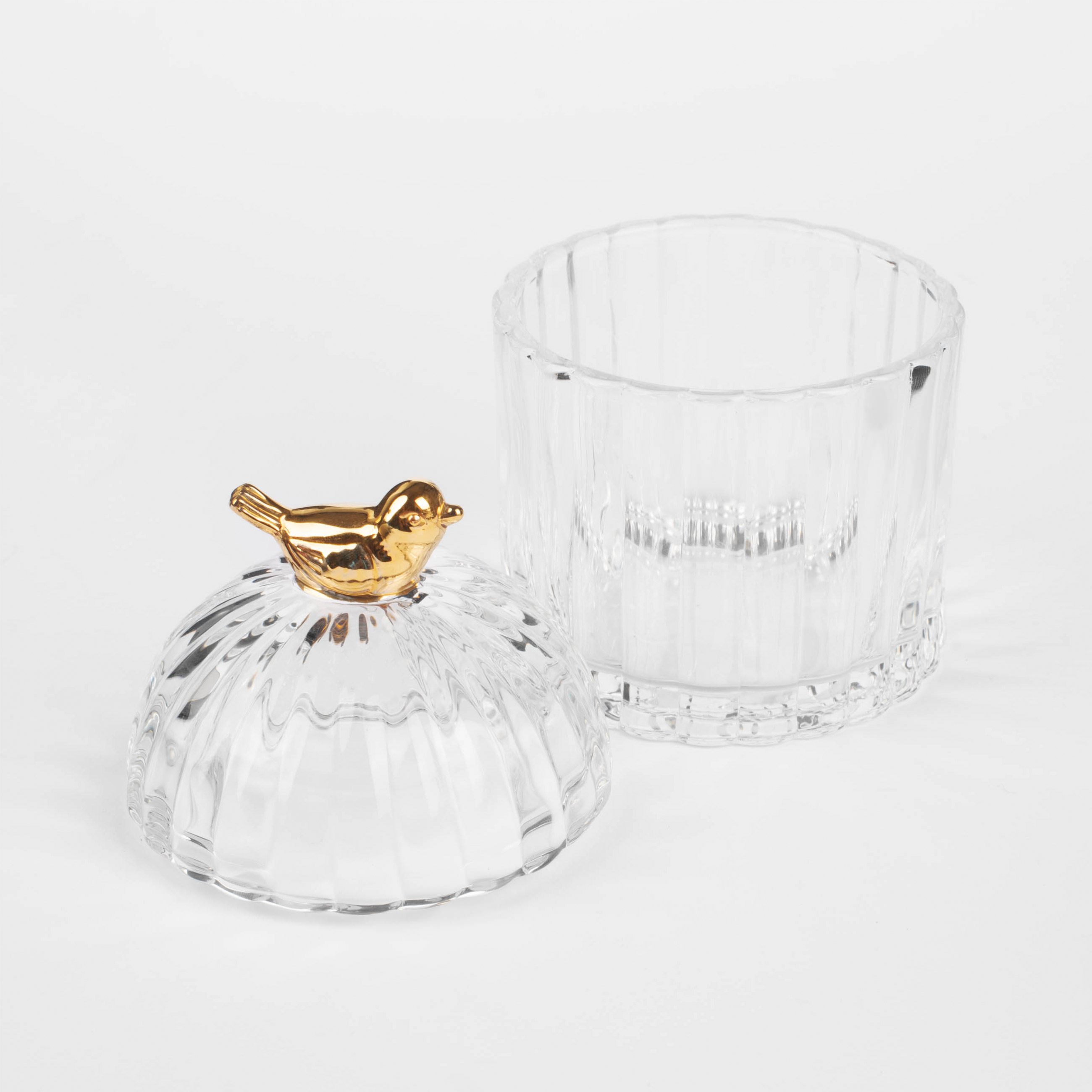 Storage capacity, 8x12 cm, 200 ml, glass R / metal, Golden bird, Ribby изображение № 3