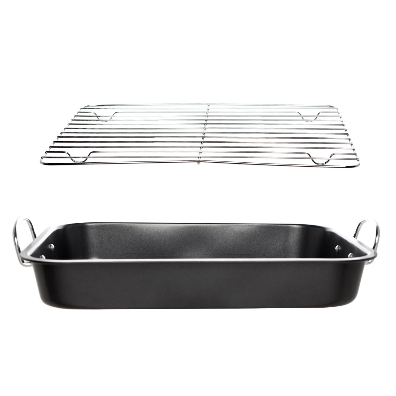 Baking tray, 37x29 cm, with handles and grill, coated, steel, black, BBQ изображение № 5