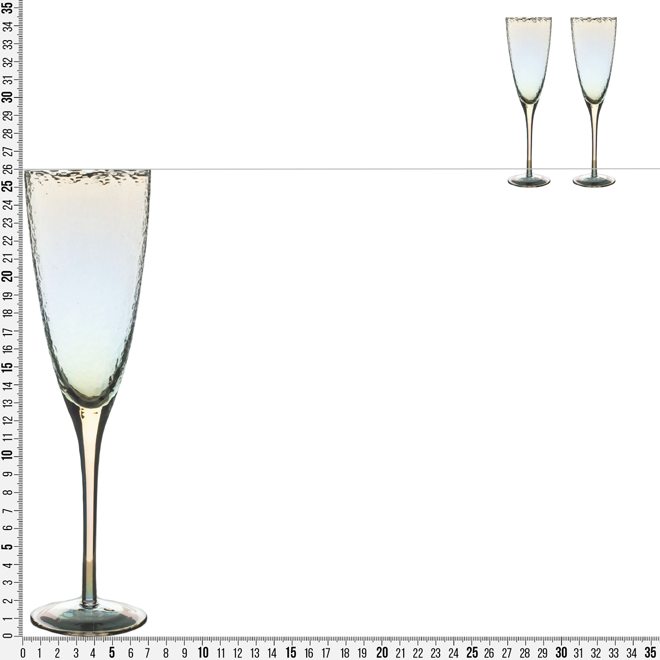 Champagne glass, 275 ml, 2 pcs, glass, mother of pearl, Ripply polar изображение № 8