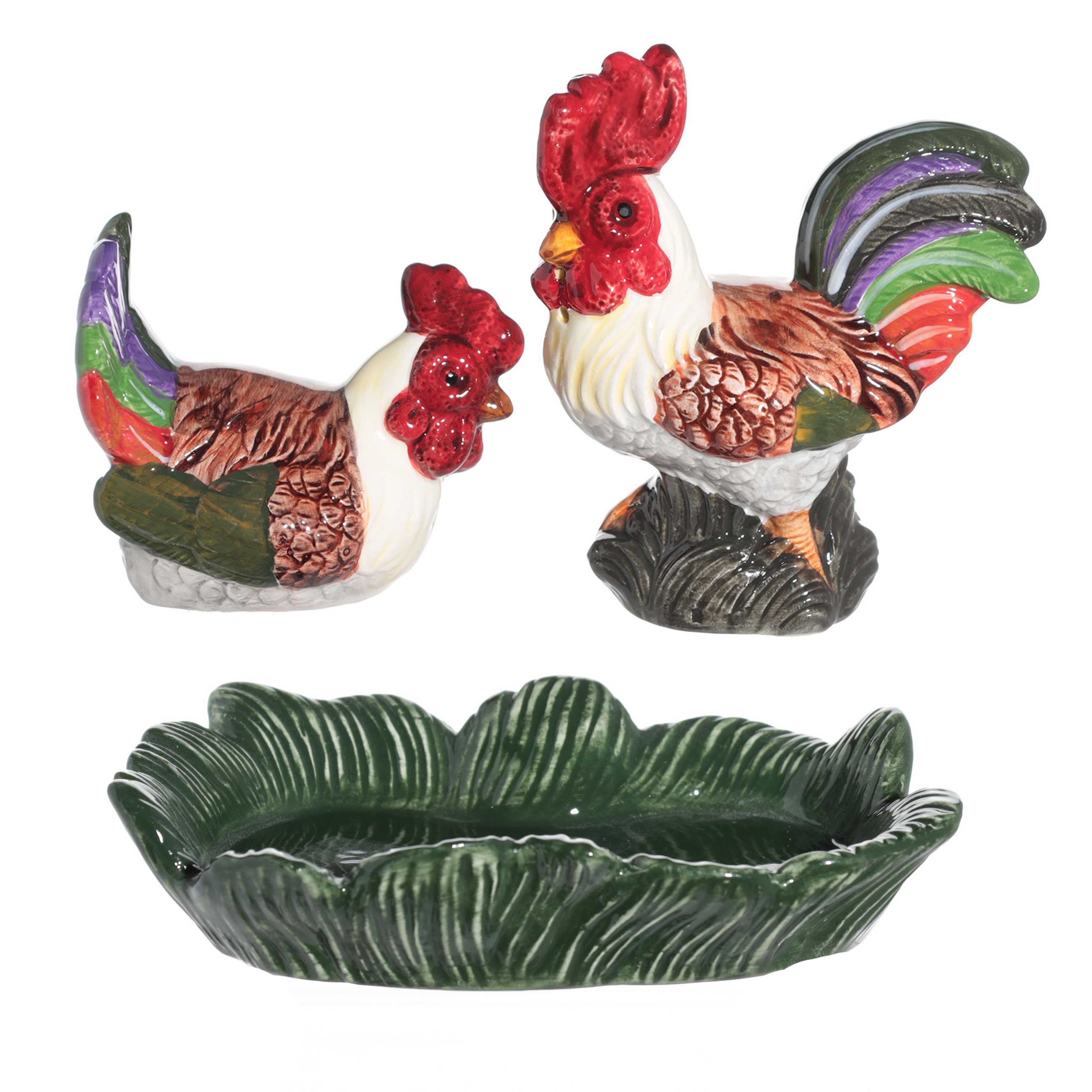 Salt and pepper set, 14 cm, on a stand, ceramic, Rooster with chicken, Rooster изображение № 2