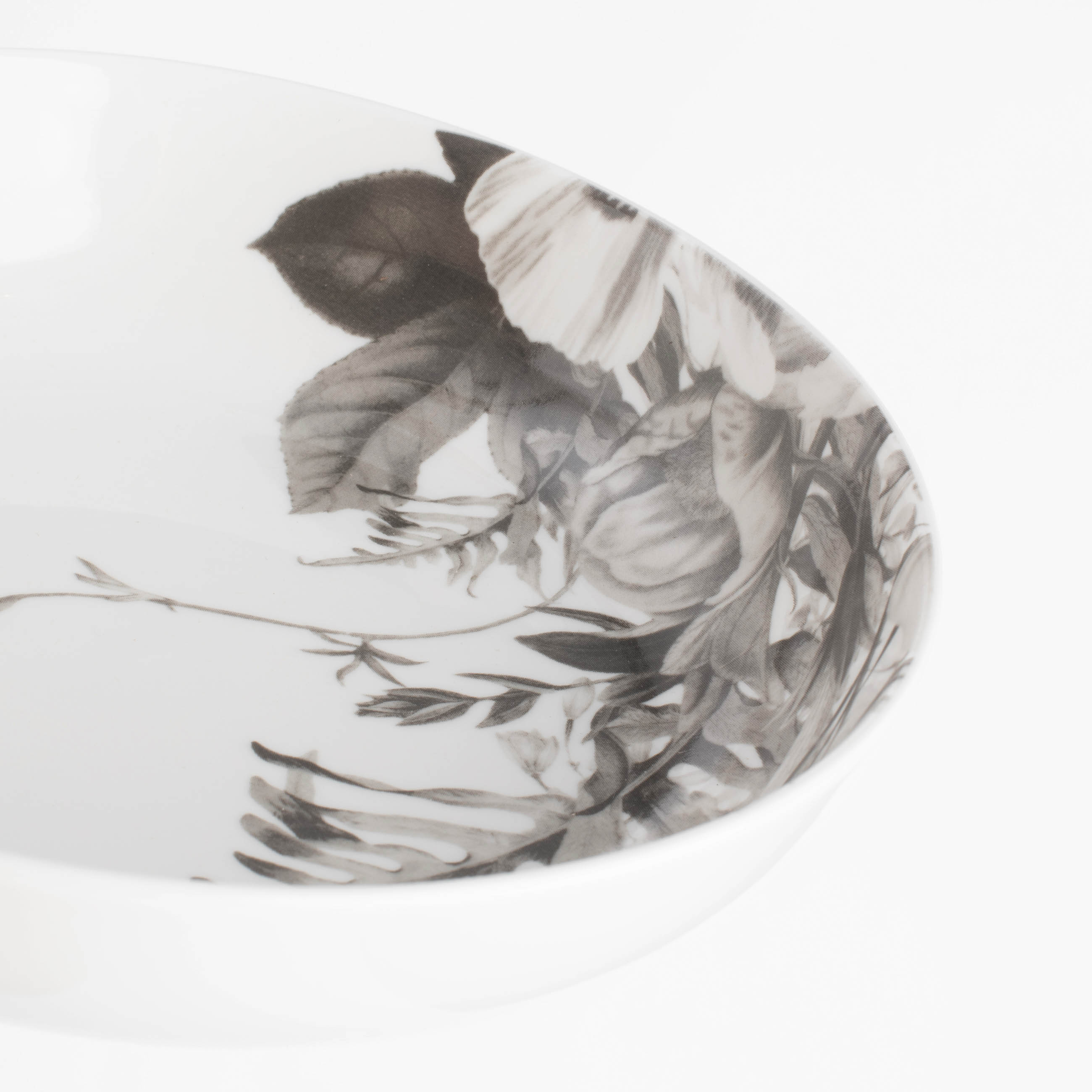 Soup plate, 20x6 cm, 2 pcs, porcelain N, white, Black and white flowers, Magnolia изображение № 3