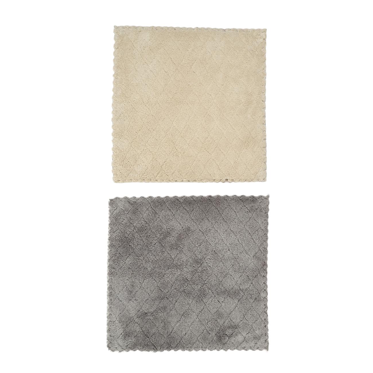 Kitchen cloth, 30x30 cm, 2 pcs, microfiber, beige/gray, Pile with patterns, Clean изображение № 2