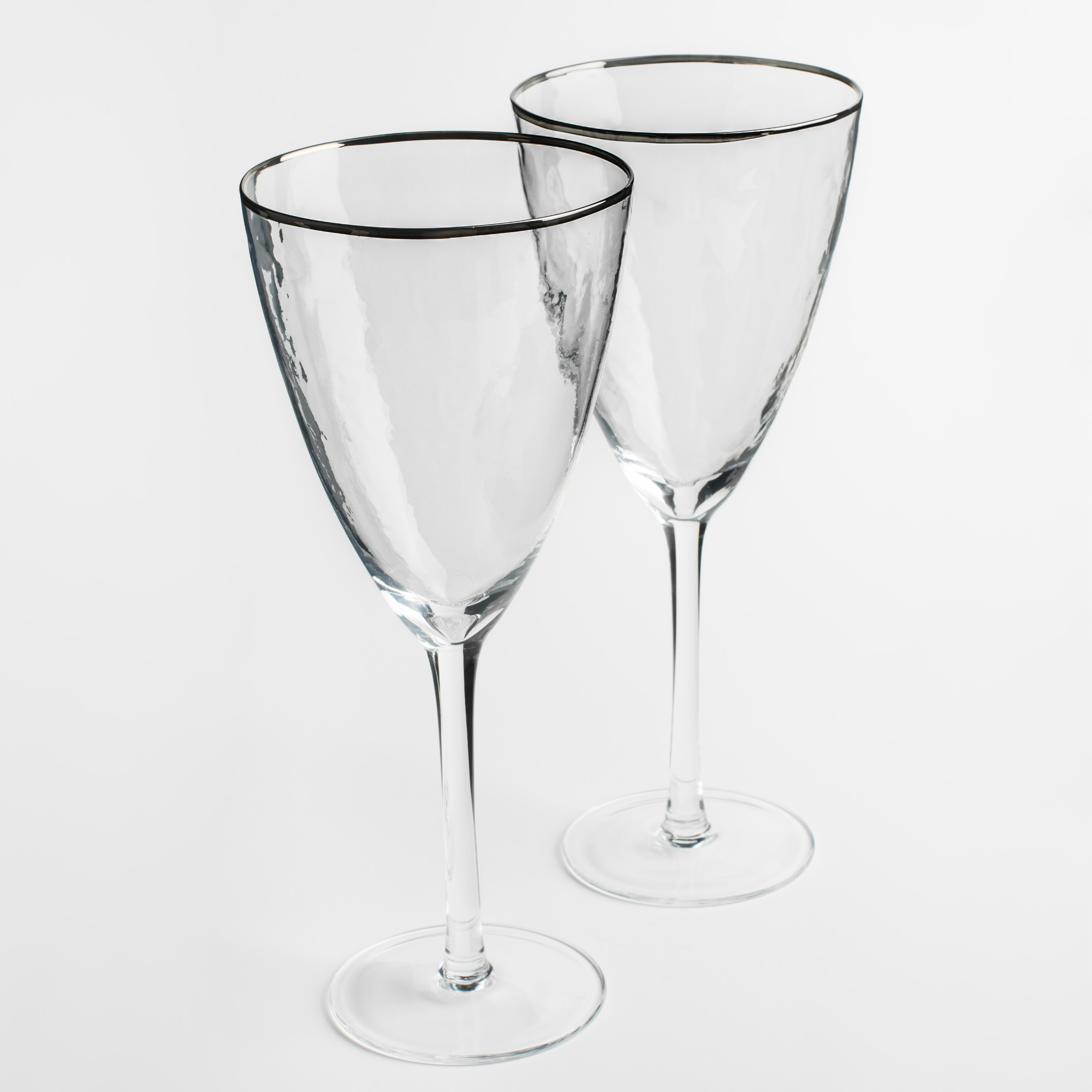 Wine glass, 400 ml, 2 pcs, glass, with silver edging, Ripply silver изображение № 2