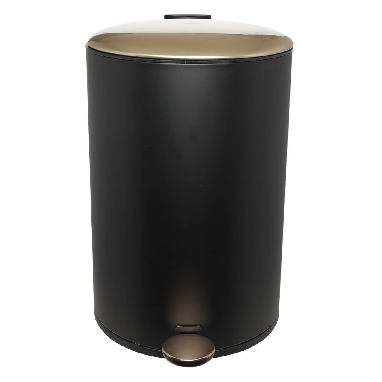 Trash can, 12 l, with pedal, metal, black and gold, Black chic изображение № 1