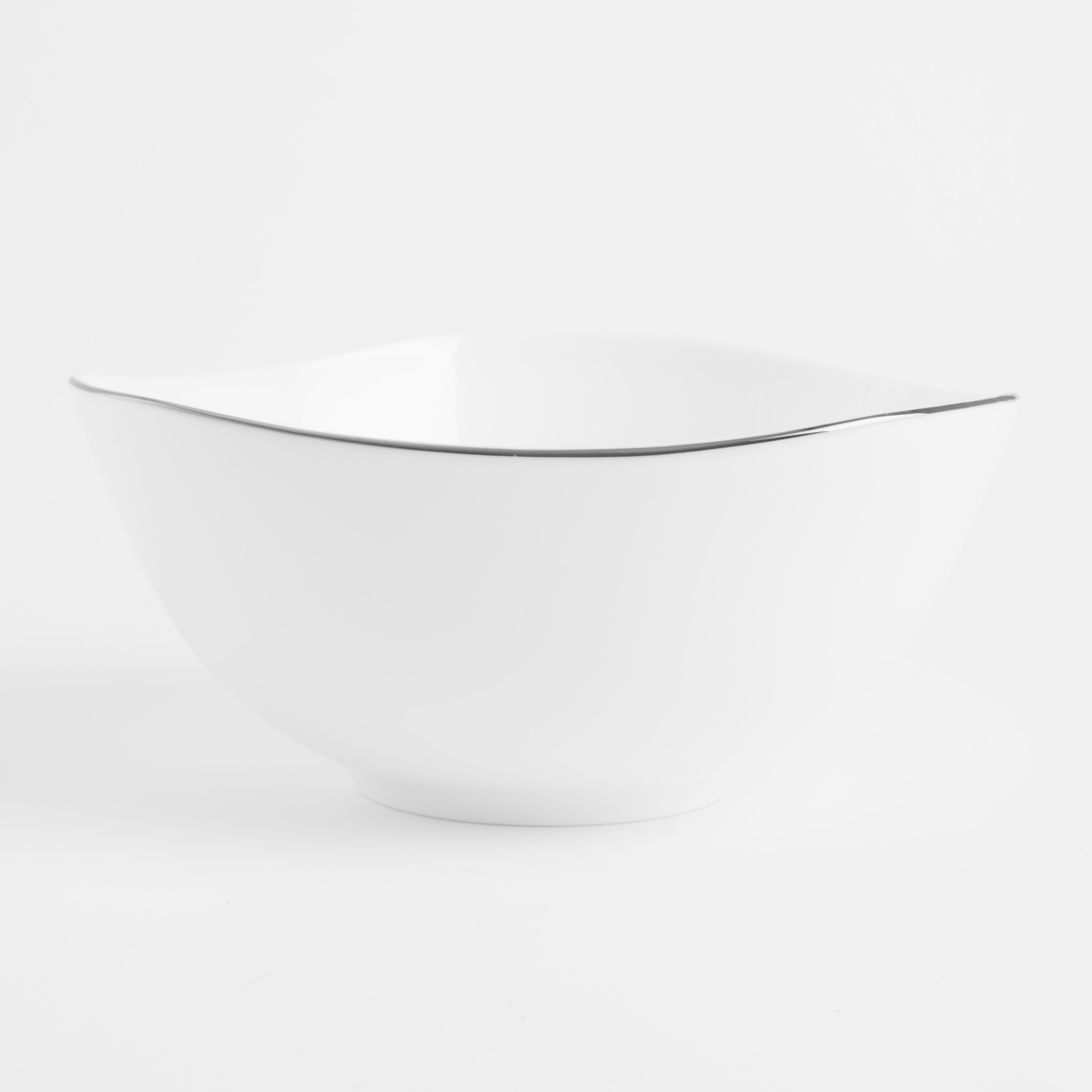 Salad bowl, 15x7 cm, 600 ml, porcelain F, white, Bend silver изображение № 5