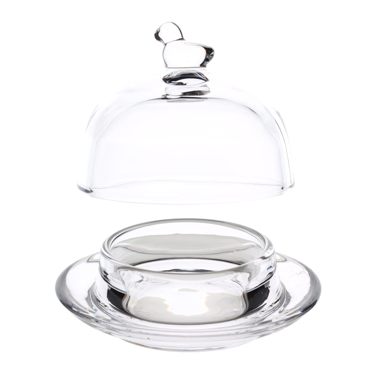 Caviar bowl, 9 cm, with lid, glass, Bird, Clear изображение № 2