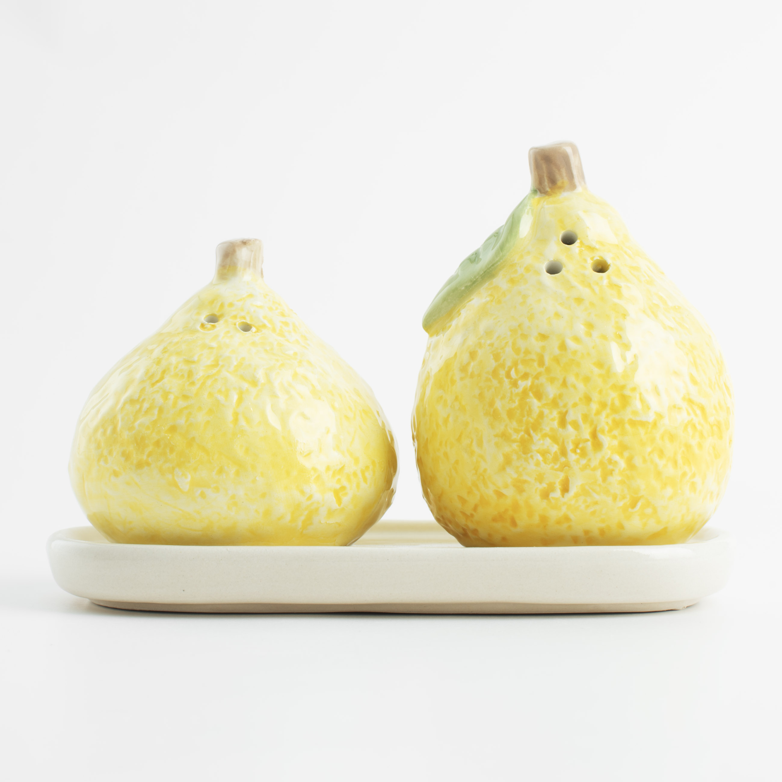 Salt and pepper set, 8 cm, on a stand, ceramic, yellow, Lemons, Sicily in bloom изображение № 2