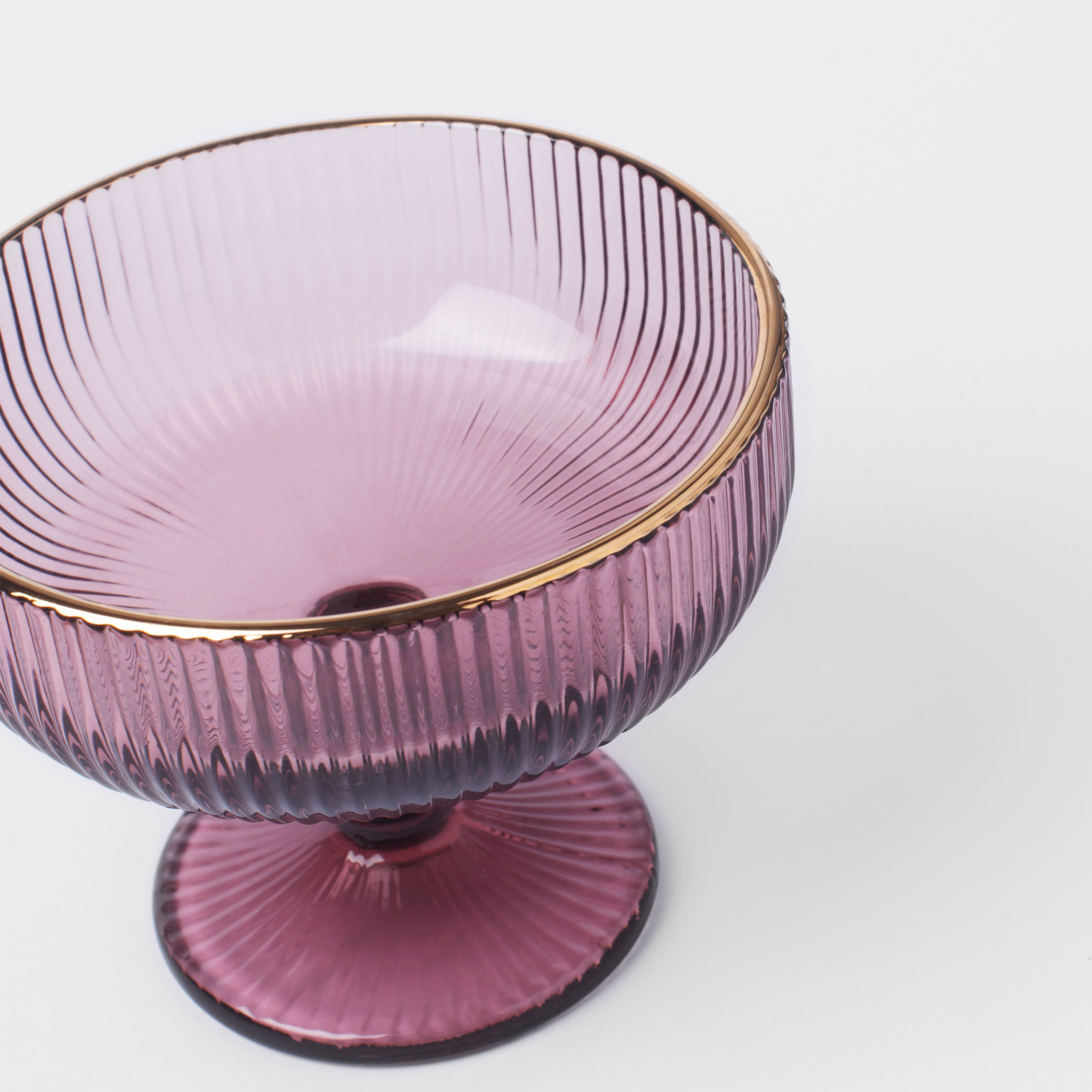 Cream bowl, 10 cm, 280 ml, glass R, with golden edging, burgundy, Argos color изображение № 4