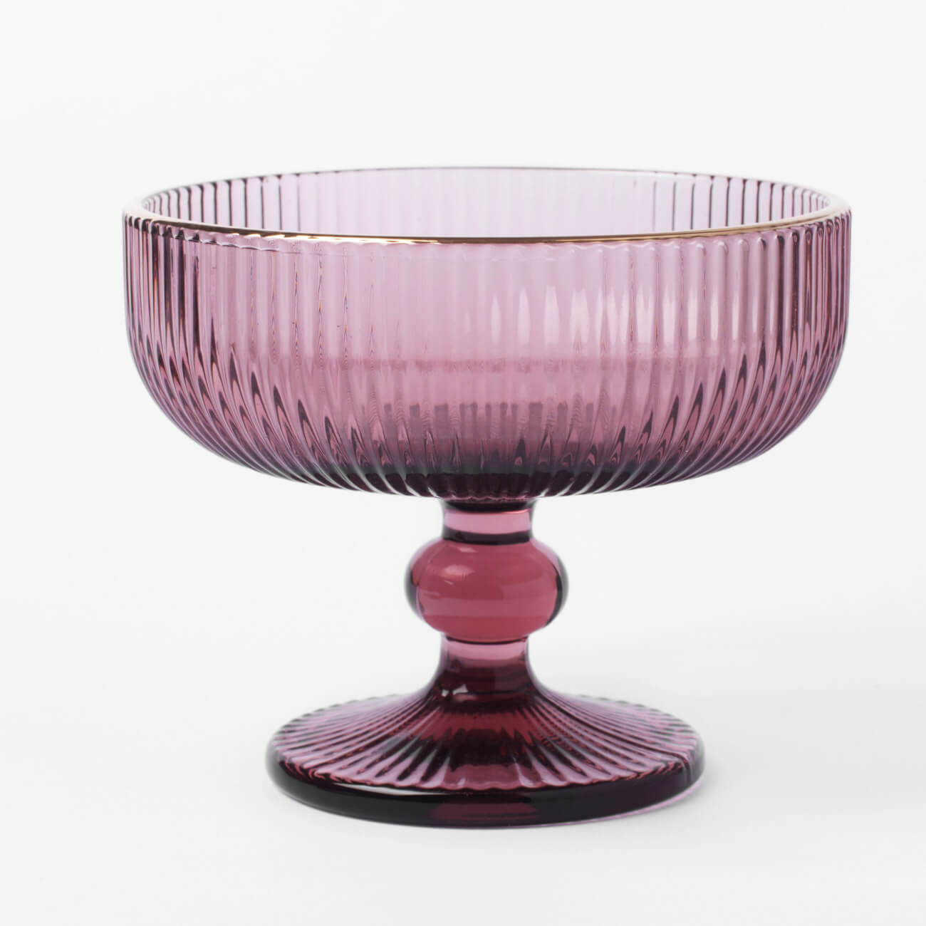 Cream bowl, 10 cm, 280 ml, glass R, with golden edging, burgundy, Argos color изображение № 1