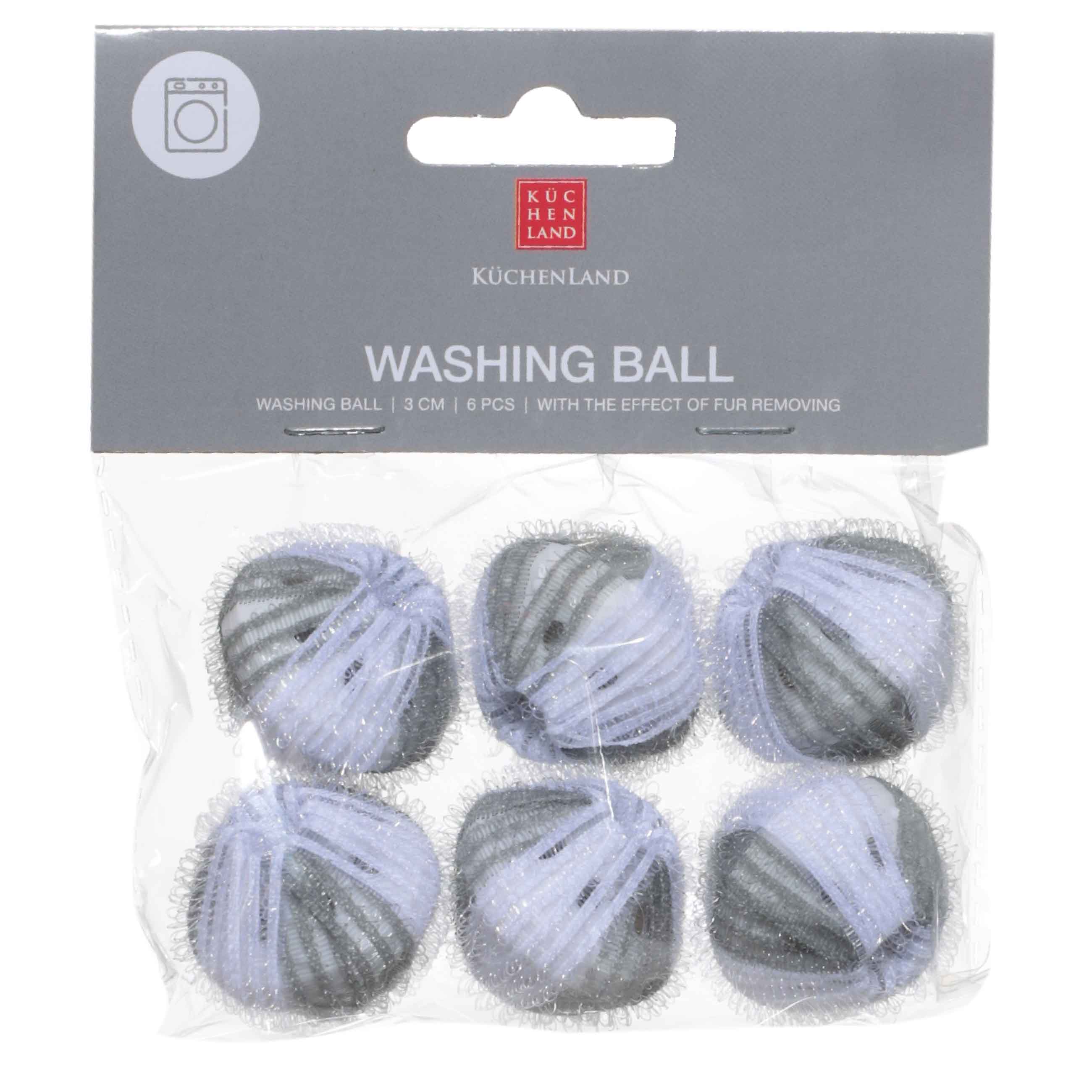Washing ball, 3 cm, 6 pcs, with the effect of collecting wool, nylon, gray, Washing ball изображение № 2