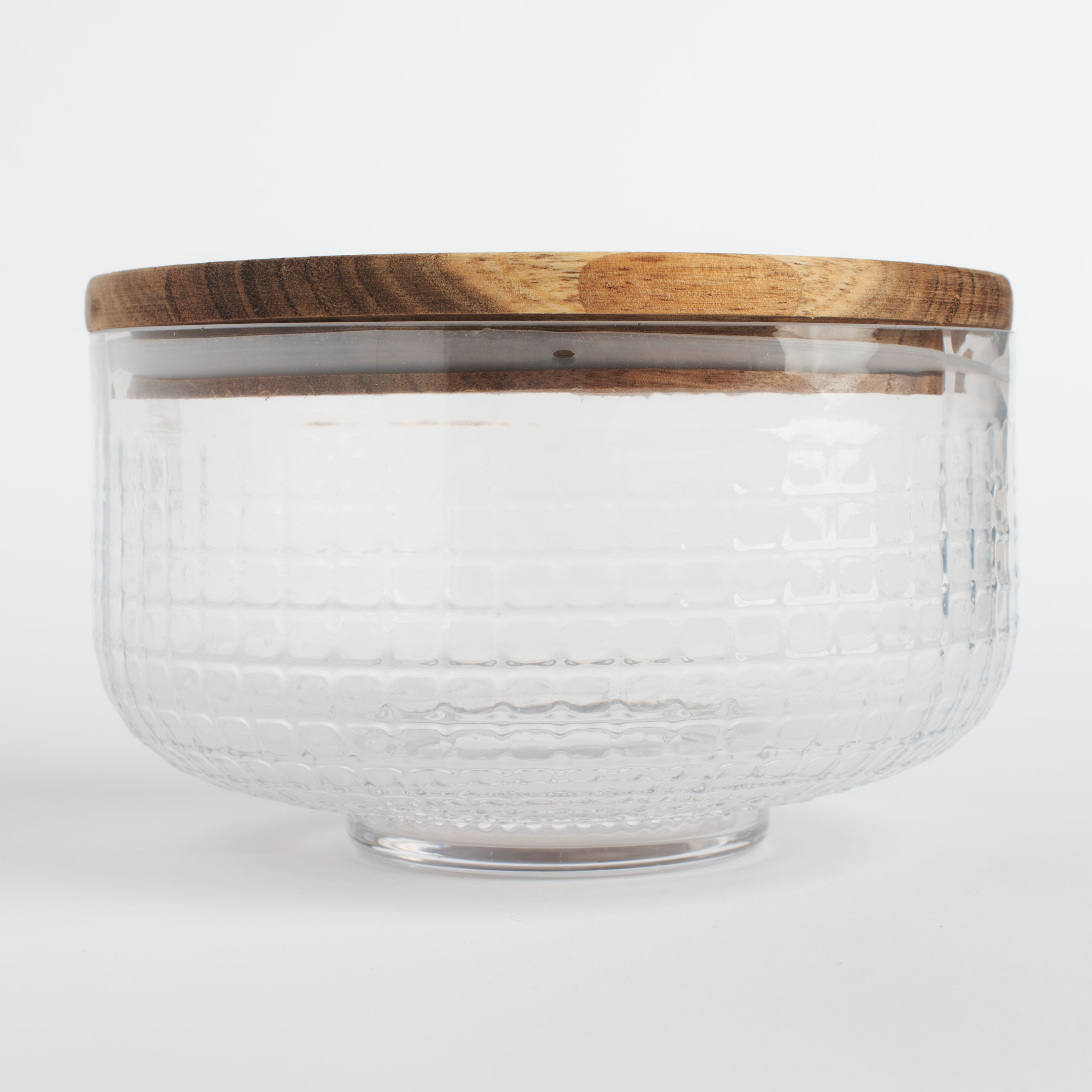 Salad bowl, 15x9 cm, 800 ml, on a leg, with a lid-stand, glass R / wood, Zero изображение № 4