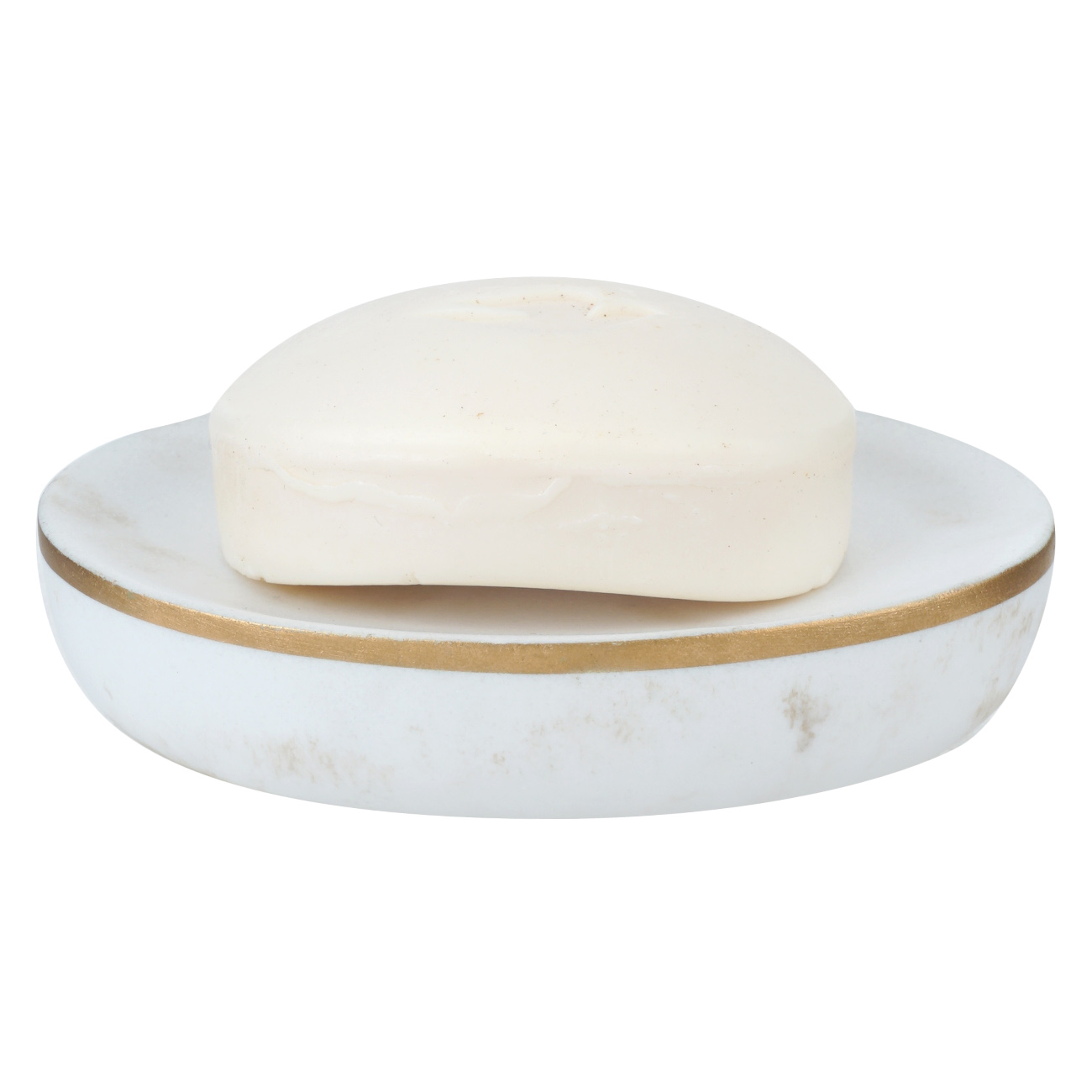 Soap dish, 12x9 cm, polyresin, oval, white-gold, Marble, Dryad изображение № 2