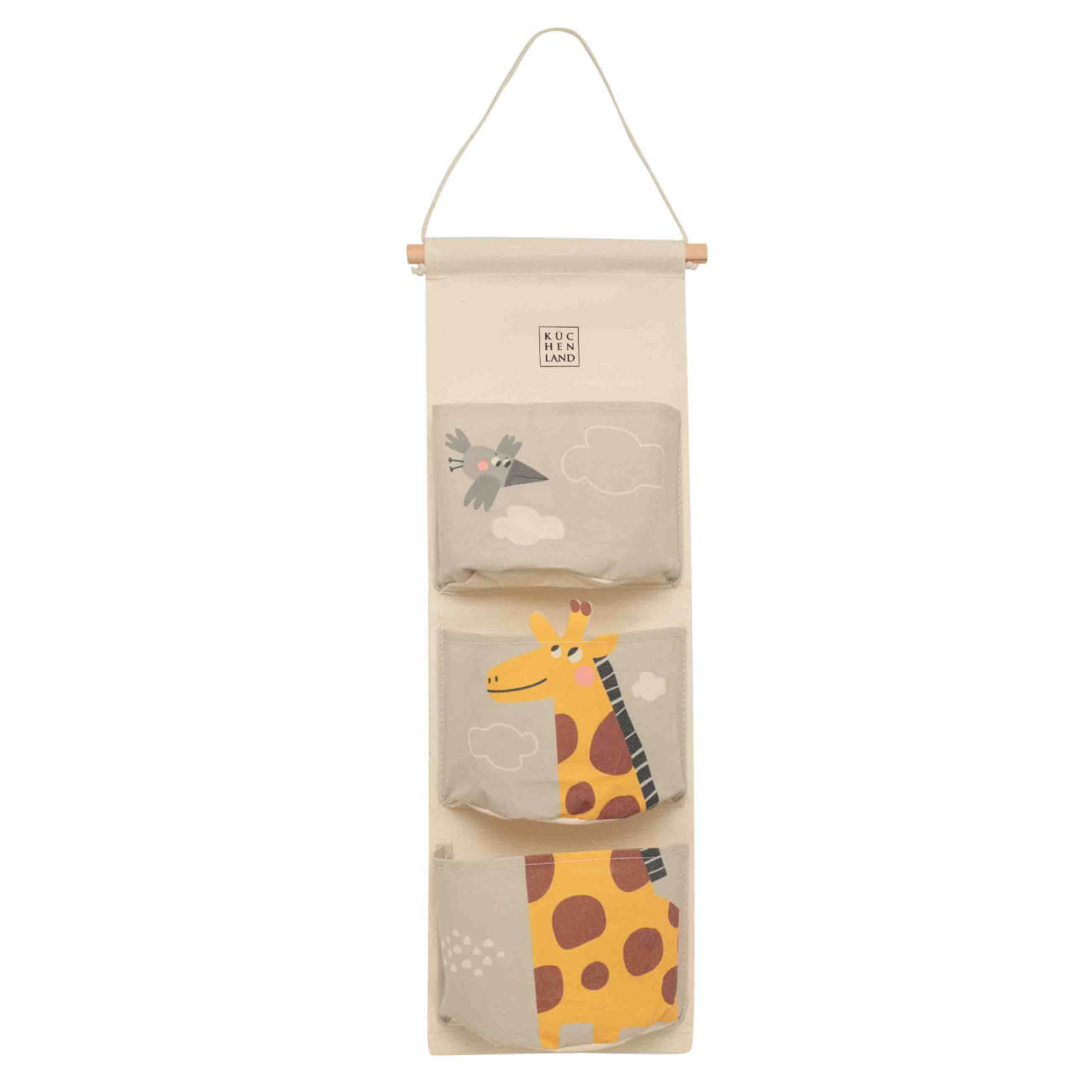 Children's organizer, 20x59 cm, 3 ыусешщты, hanging, cotton/polyester, Giraffe, Jungle изображение № 1