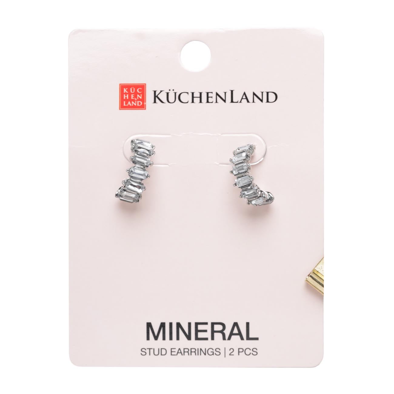 Stud earrings, 1 cm, 2 pieces, metal / acrylic, Silver, Crystals, Jewelry crystal изображение № 4