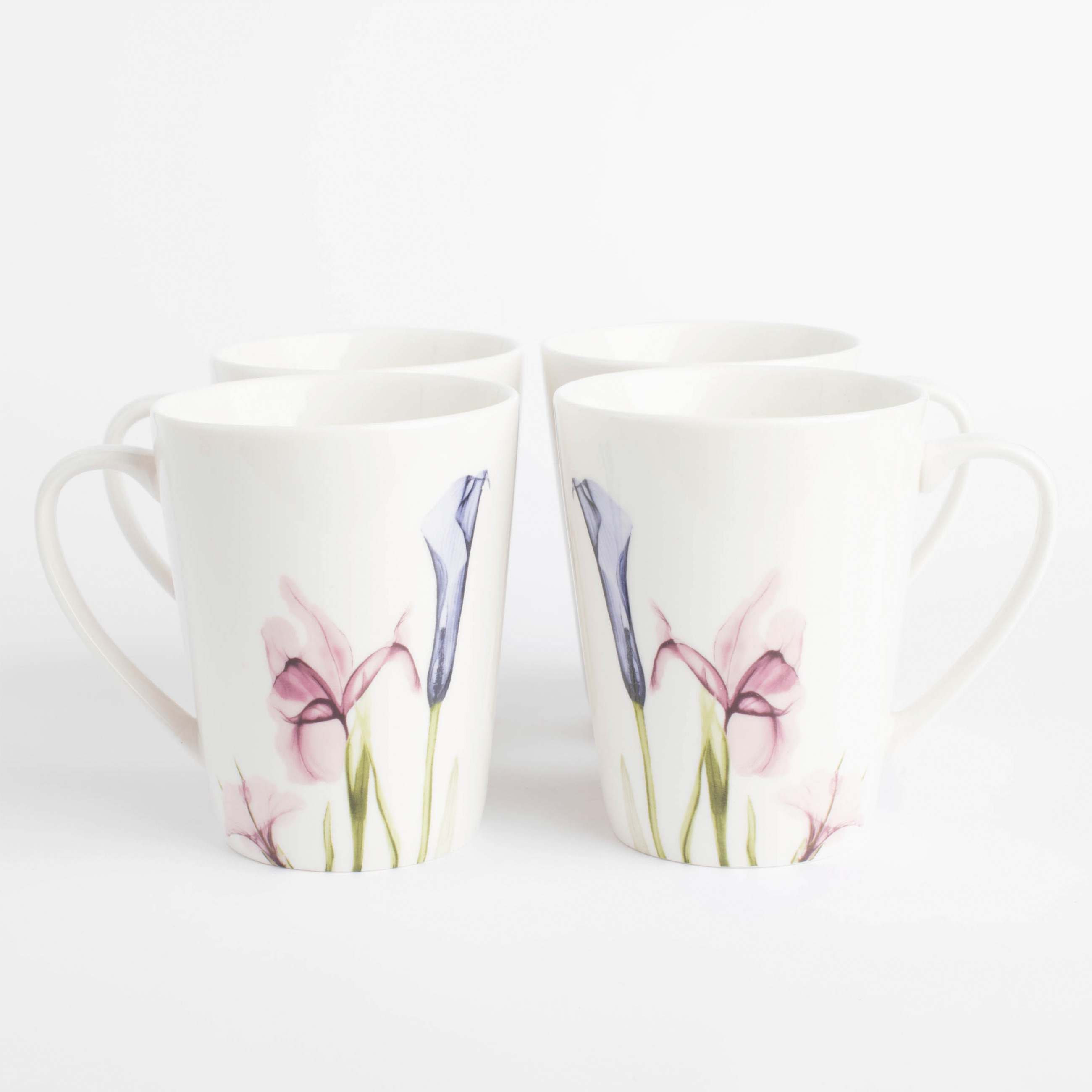 Mug, 420 ml, 4 pcs, porcelain N, white, Pastel flowers, Pastel flowers изображение № 5