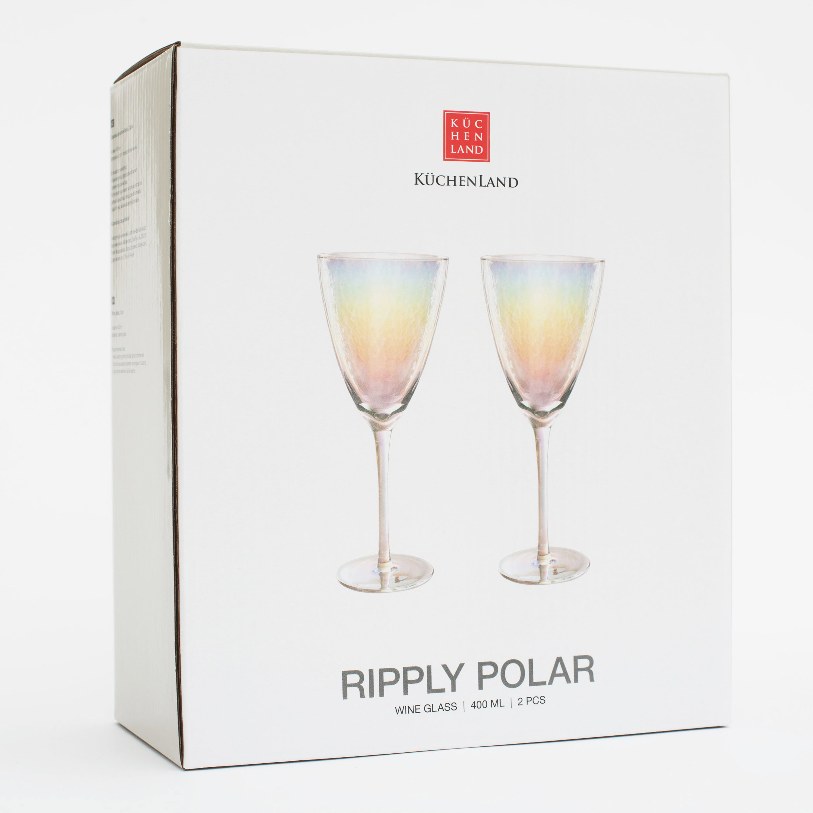 Wine glass, 400 ml, 2 pcs, glass, mother of pearl, Ripply polar изображение № 6