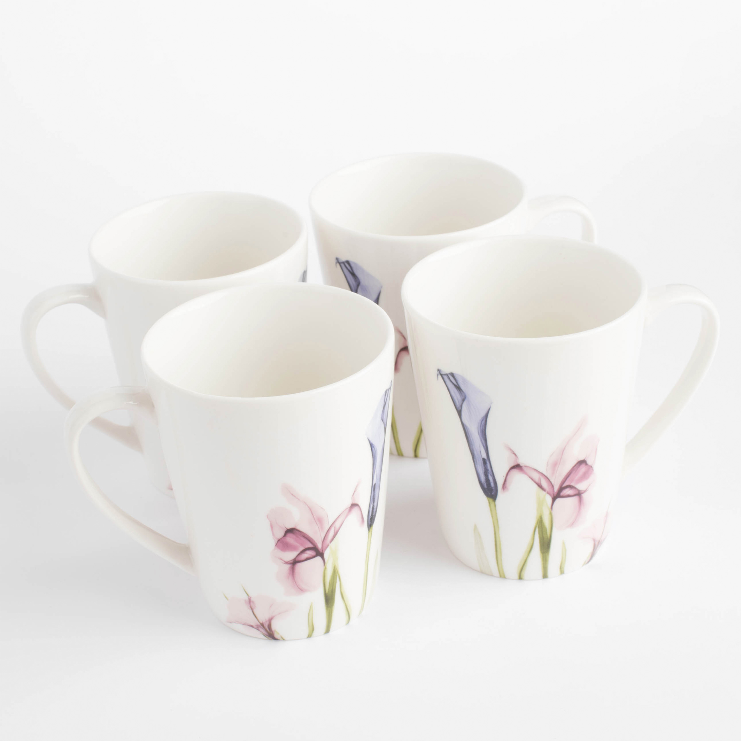 Mug, 420 ml, 4 pcs, porcelain N, white, Pastel flowers, Pastel flowers изображение № 4