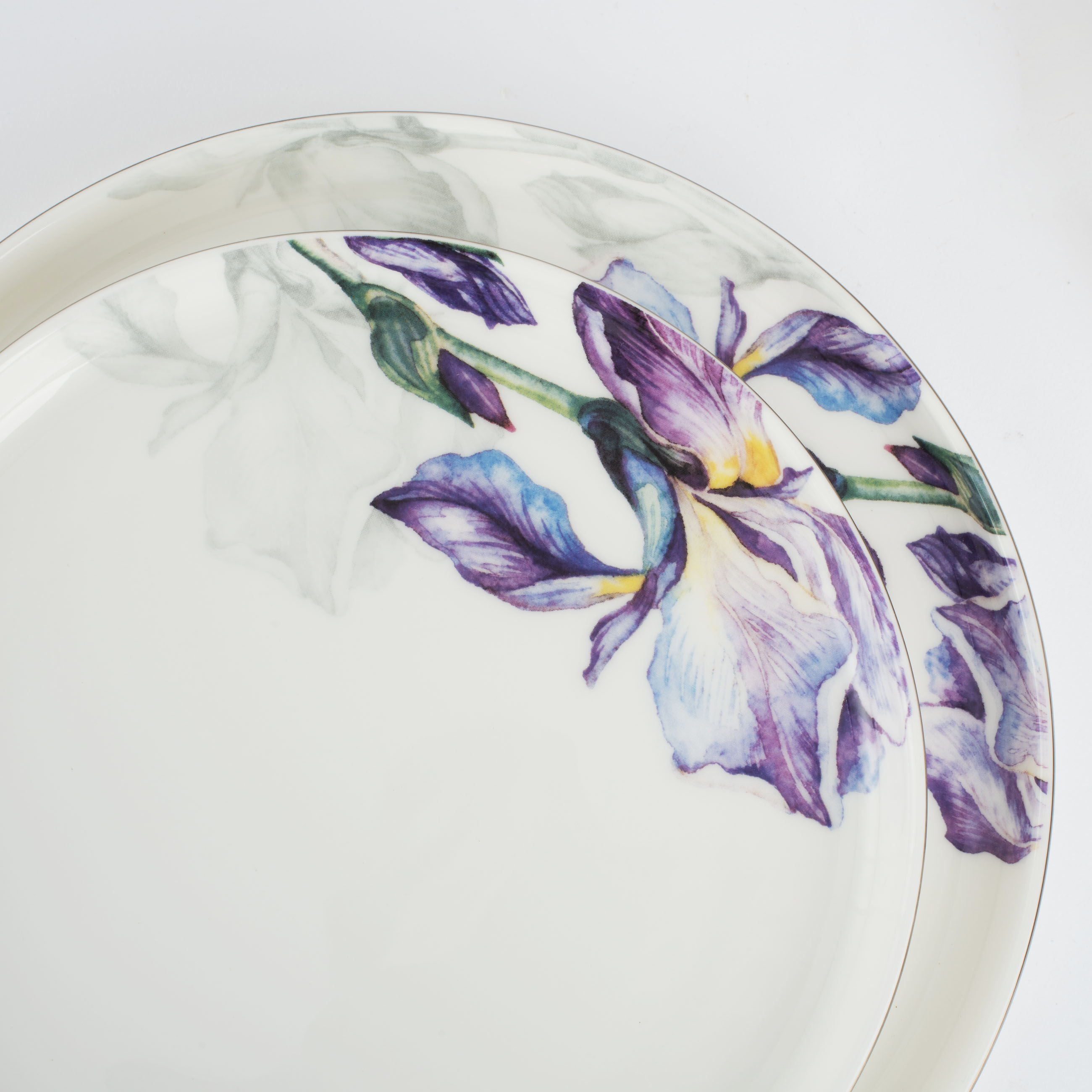 Dinner service, 6 persons, 19 pcs, porcelain F, with silver edging, Irises, Antarctica Flowers изображение № 3