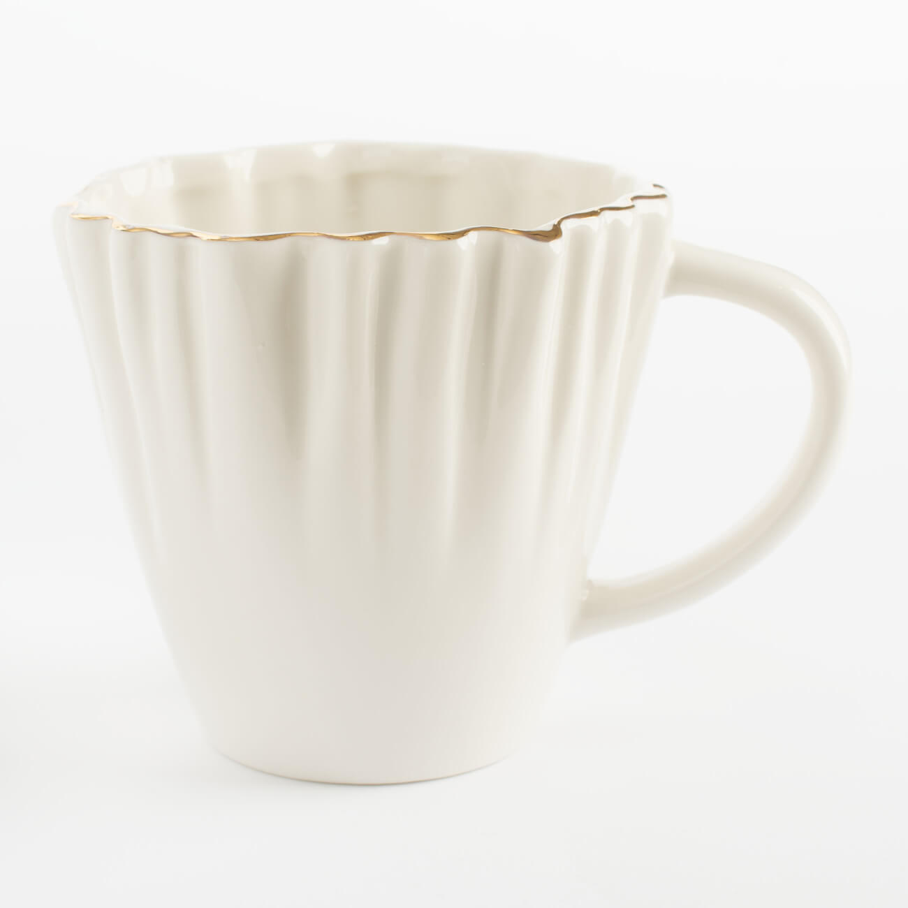 Mug, 400 ml, porcelain R, with golden edging, Crumpled effect, Crumple gold изображение № 1