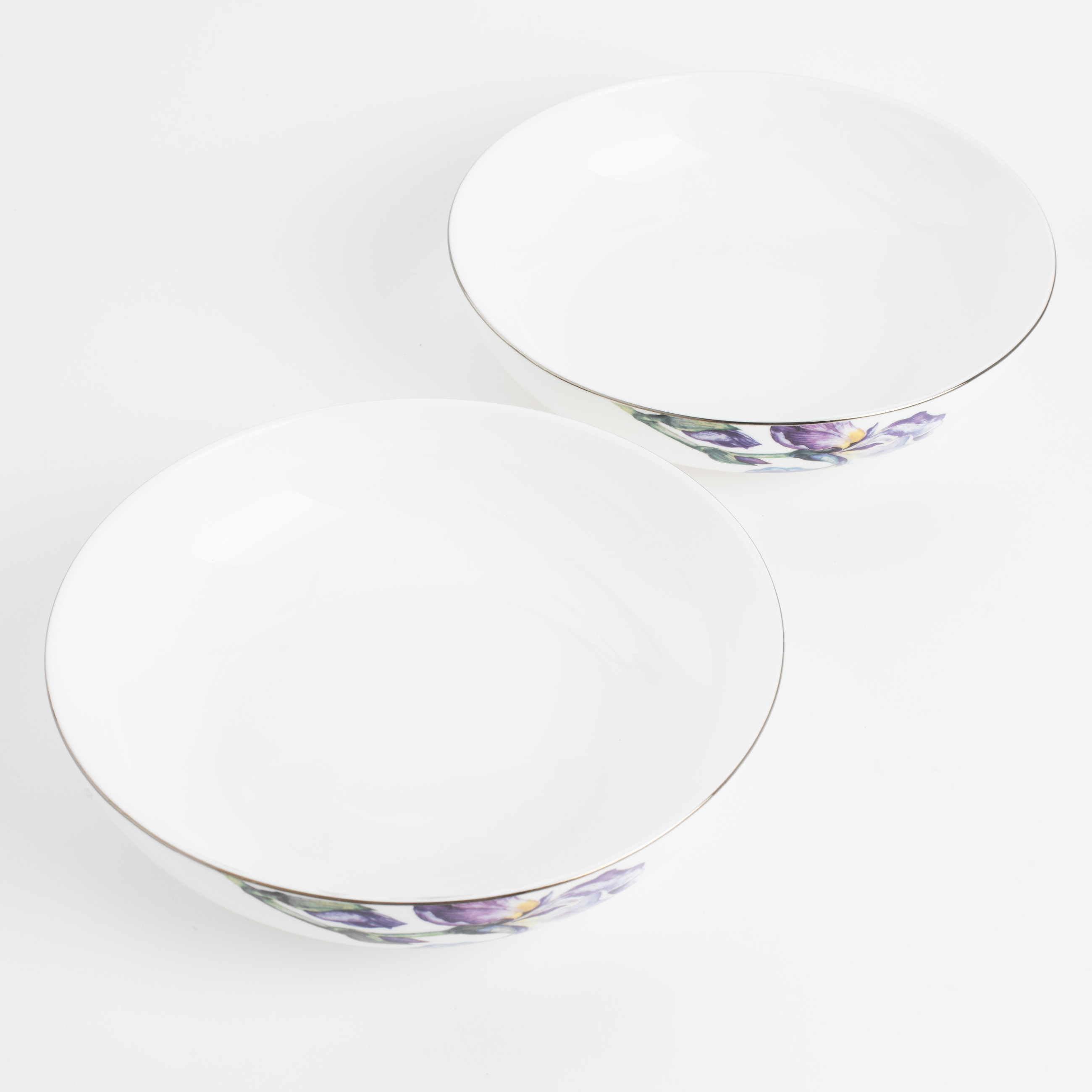 Soup plate, 20x4 cm, 2 pcs, porcelain F, with silver edging, Irises, Antarctica Flowers изображение № 4