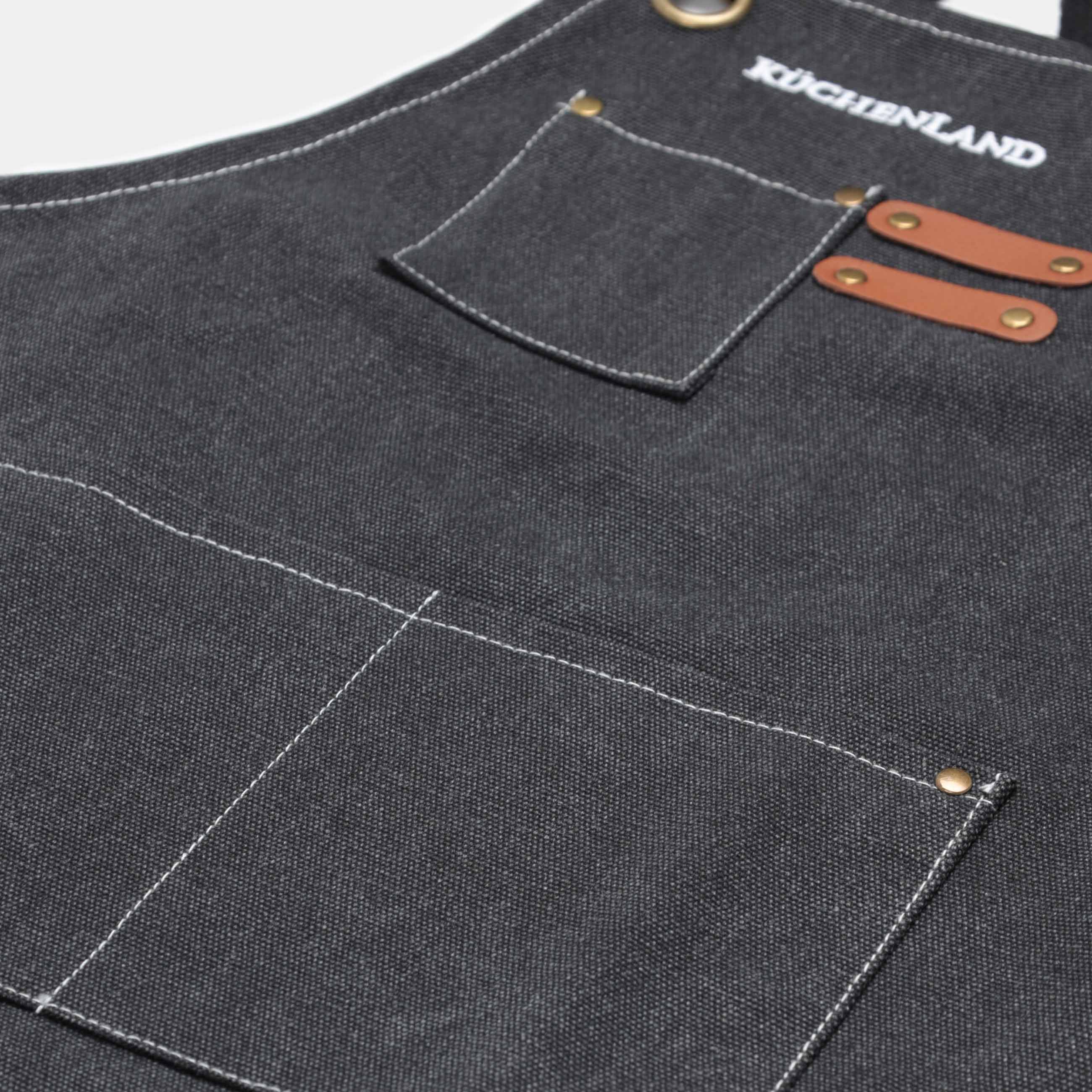 Children's apron, 46x58 cm, with pockets, tarpaulin/PU leather, black, BBQ изображение № 5