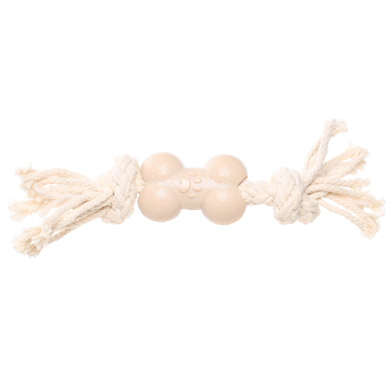 Dog toy, 21 cm, rubber / cotton, Beige, Bone on rope, Playful pet изображение № 1