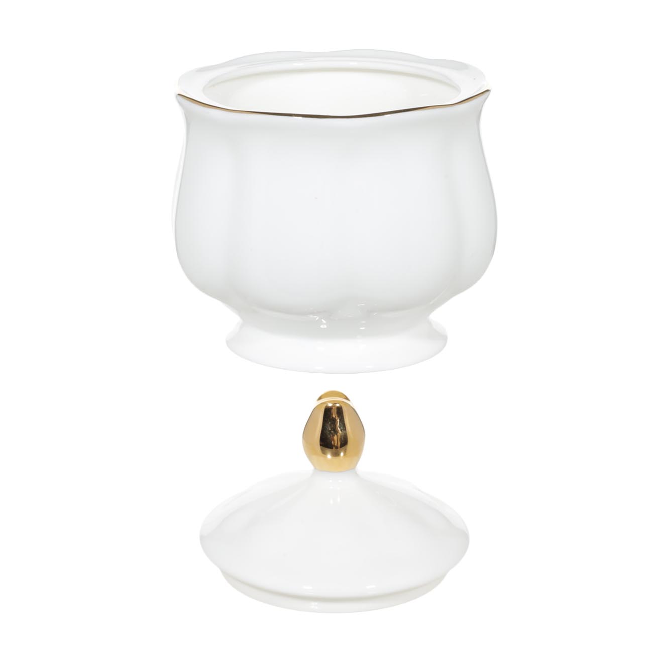 Sugar bowl, 11 cm, 220 ml, porcelain F, white-gold, Premium Gold изображение № 2