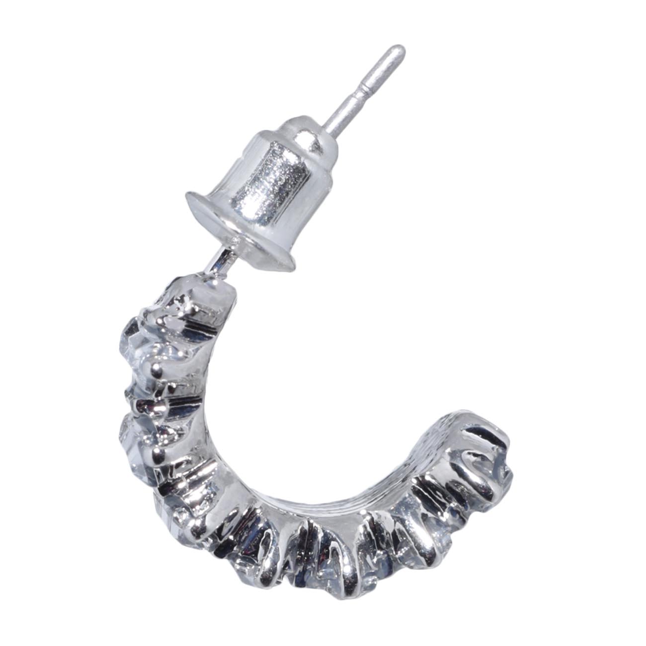 Stud earrings, 1 cm, 2 pieces, metal / acrylic, Silver, Crystals, Jewelry crystal изображение № 5