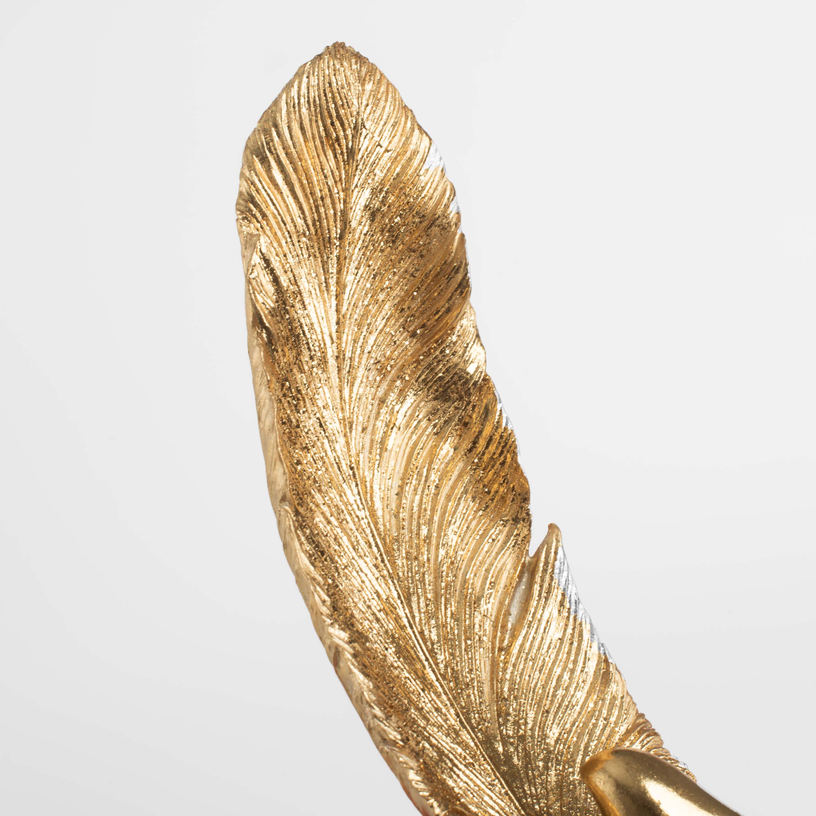 Decorative dish, 23x8 cm, polyresin, golden, Birds on a feather, Paradise garden изображение № 5
